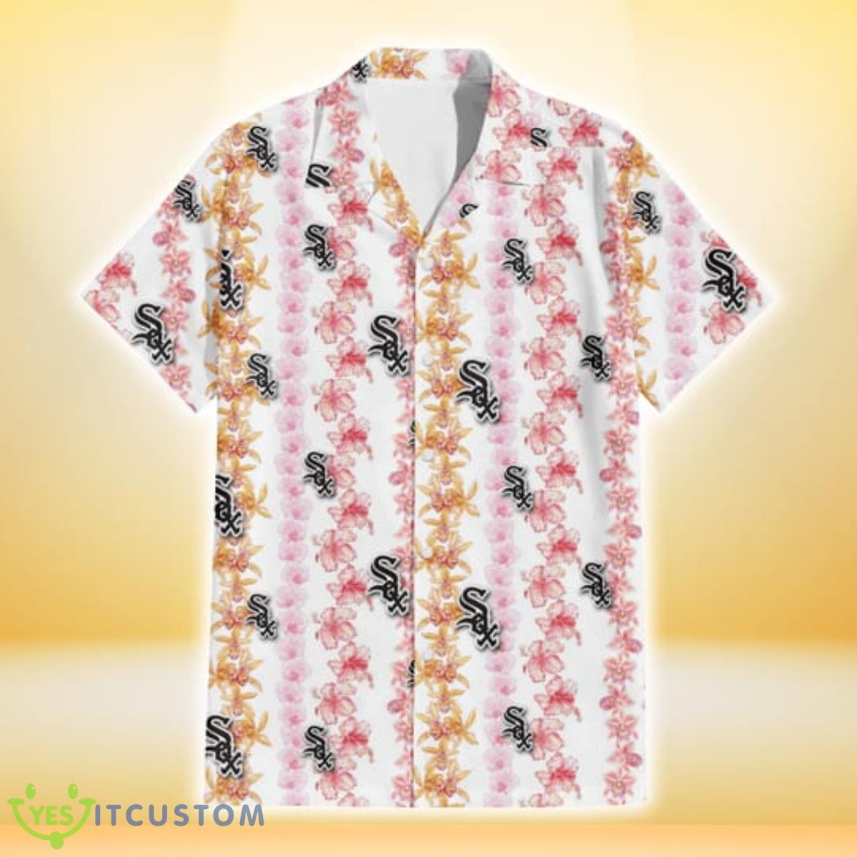 Chicago White Sox Pink Hibiscus Yellow Pink Orchid White Background 3D Hawaiian Shirt Gift For Fans 7 Chicago White Sox Pink Hibiscus Yellow Pink Orchid White Background 3D Hawaiian Shirt Gift For Fans Product Photo 2