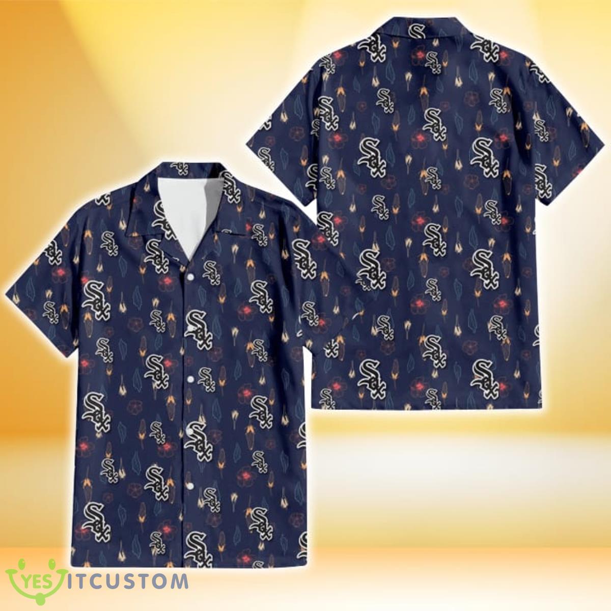 Chicago White Sox Small Hibiscus Buds Navy Background 3D Hawaiian Shirt Gift For Fans Product Photo 1