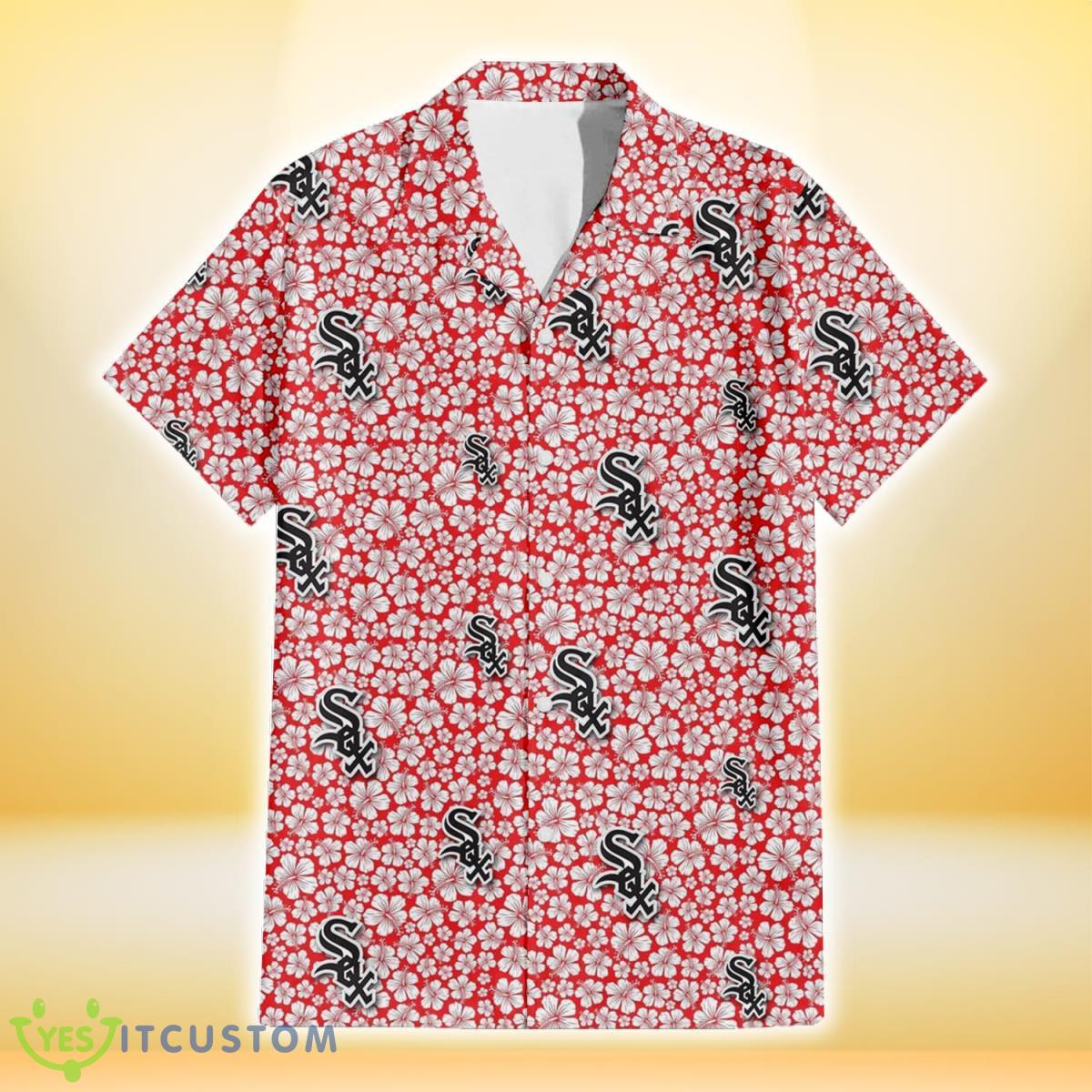 Chicago White Sox Tiny White Hibiscus Pattern Red Background 3D Hawaiian Shirt Gift For Fans 7 Chicago White Sox Tiny White Hibiscus Pattern Red Background 3D Hawaiian Shirt Gift For Fans Product Photo 2
