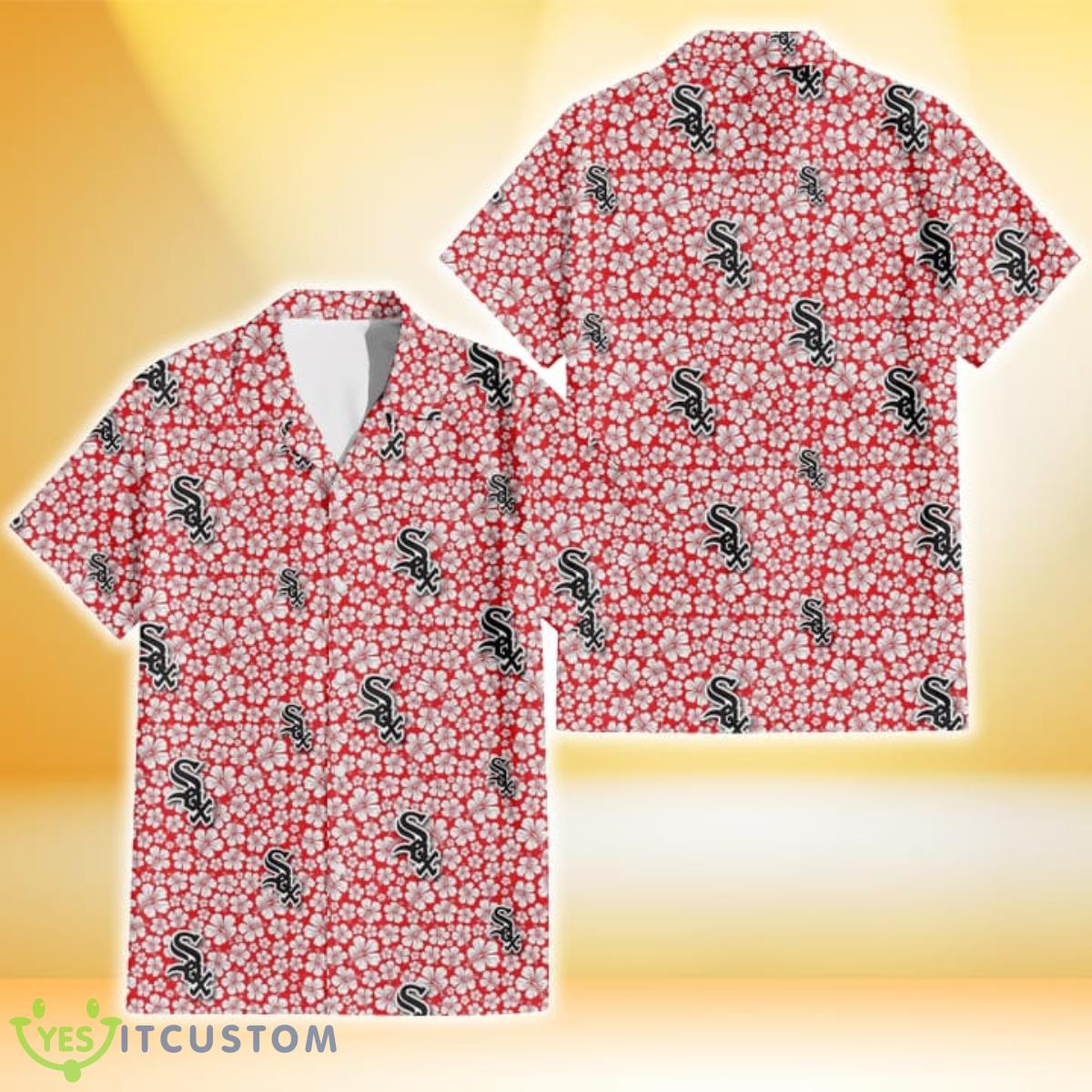 Chicago White Sox Tiny White Hibiscus Pattern Red Background 3D Hawaiian Shirt Gift For Fans 6 Chicago White Sox Tiny White Hibiscus Pattern Red Background 3D Hawaiian Shirt Gift For Fans Product Photo 1