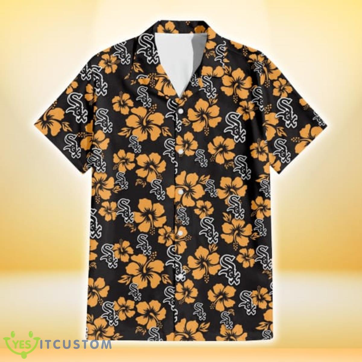 Chicago White Sox Tiny Yellow Hibiscus Black Background 3D Hawaiian Shirt Gift For Fans 7 Chicago White Sox Tiny Yellow Hibiscus Black Background 3D Hawaiian Shirt Gift For Fans Product Photo 2