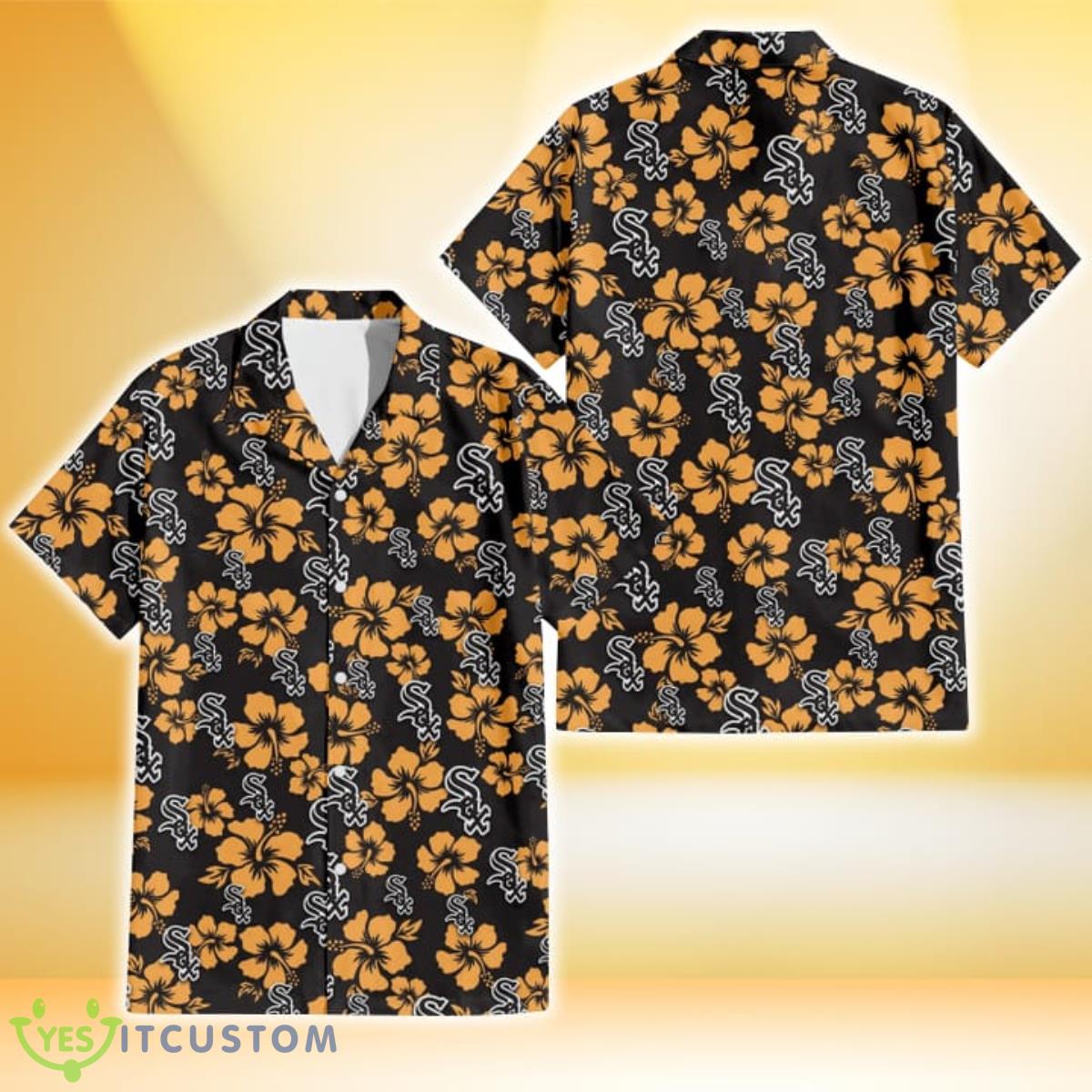 Chicago White Sox Tiny Yellow Hibiscus Black Background 3D Hawaiian Shirt Gift For Fans 6 Chicago White Sox Tiny Yellow Hibiscus Black Background 3D Hawaiian Shirt Gift For Fans Product Photo 1