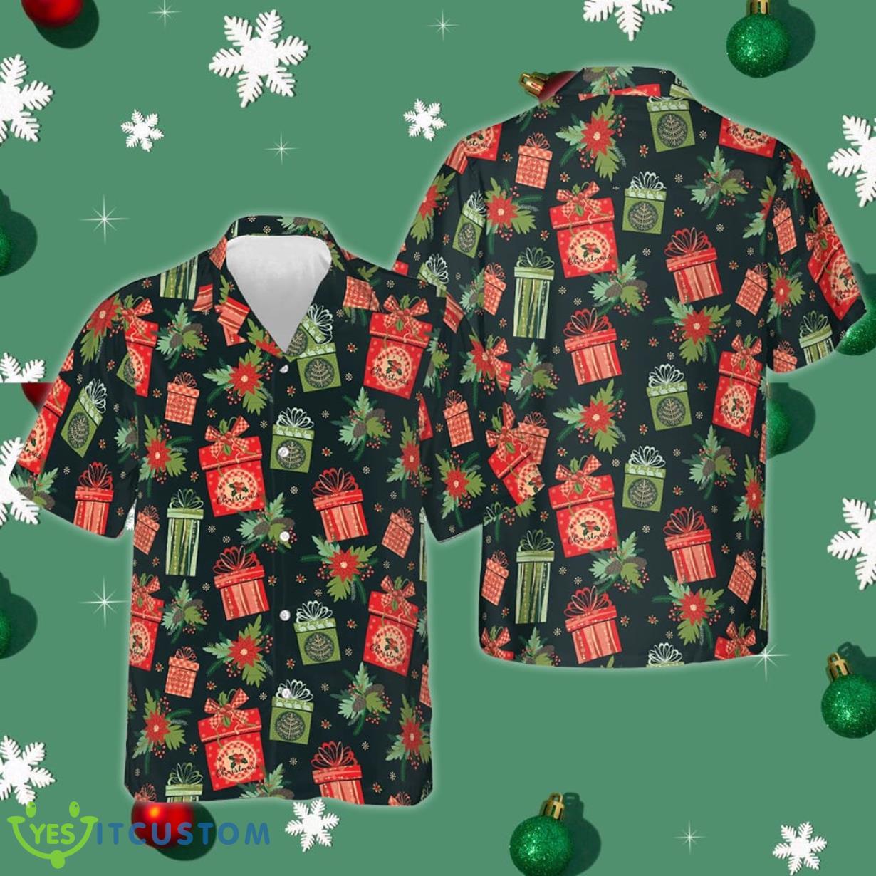 Christmas Gift Pattern Hawaiian Shirt Cool Button Down Shirts Xmas Present Ideas Product Photo 1