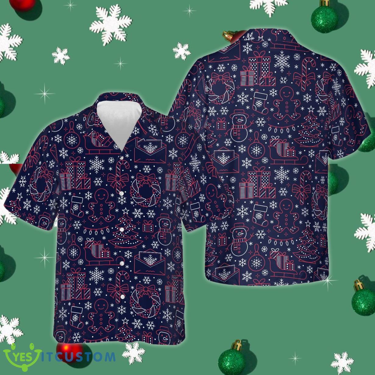 Christmas Line Pattern Hawaiian Shirt Mens Christmas Button Down Shirts Themed Gifts Product Photo 1