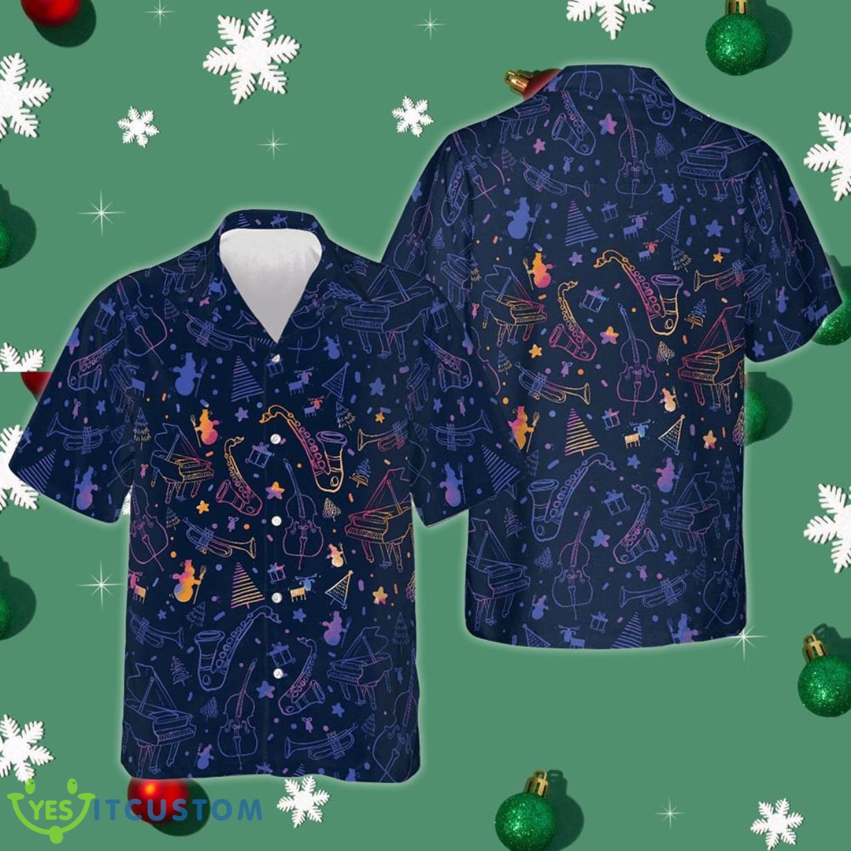 Christmas Musical Instruments Hawaiian Shirt Beach Button Up Shirts Mens Gift Ideas Product Photo 1