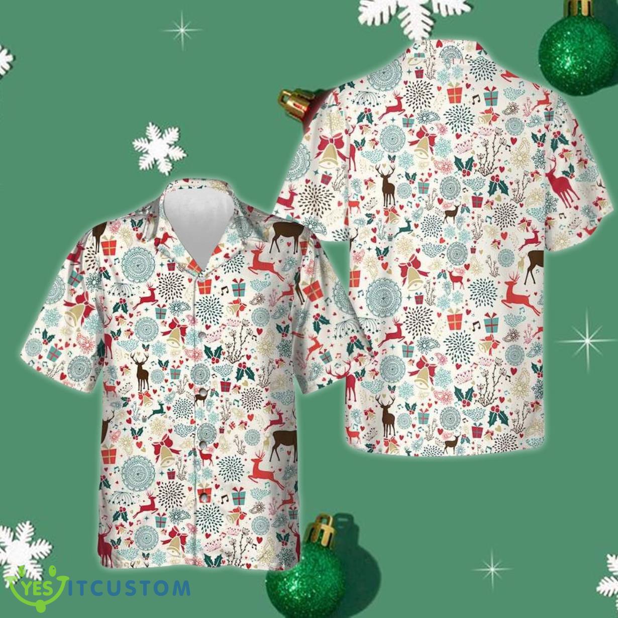 Christmas Reindeer Hawaiian Shirt Cool Button Up Shirt Best Gift For Christmas Product Photo 1