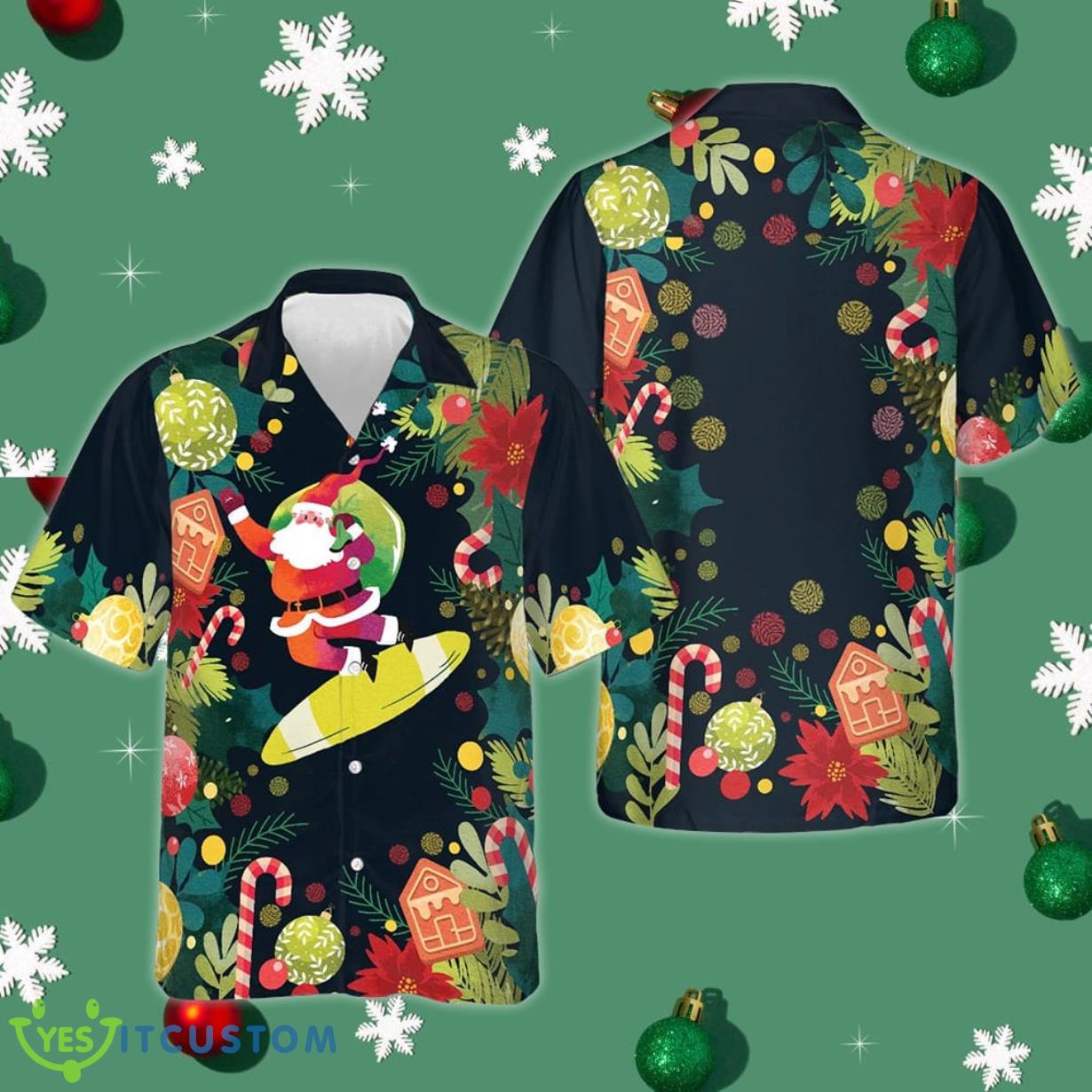 Christmas Santa Surfing Hawaiian Shirt Funny Christmas Shirts Presents For Nephew Product Photo 1