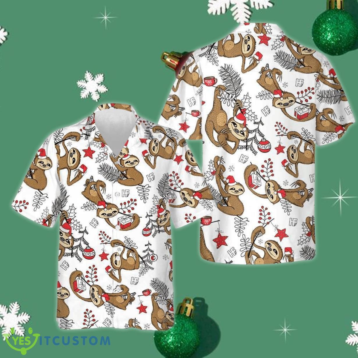 Christmas Slothes Hawaiian Shirt Funny Xmas Shirt Gifts For Sloth Lovers Product Photo 1