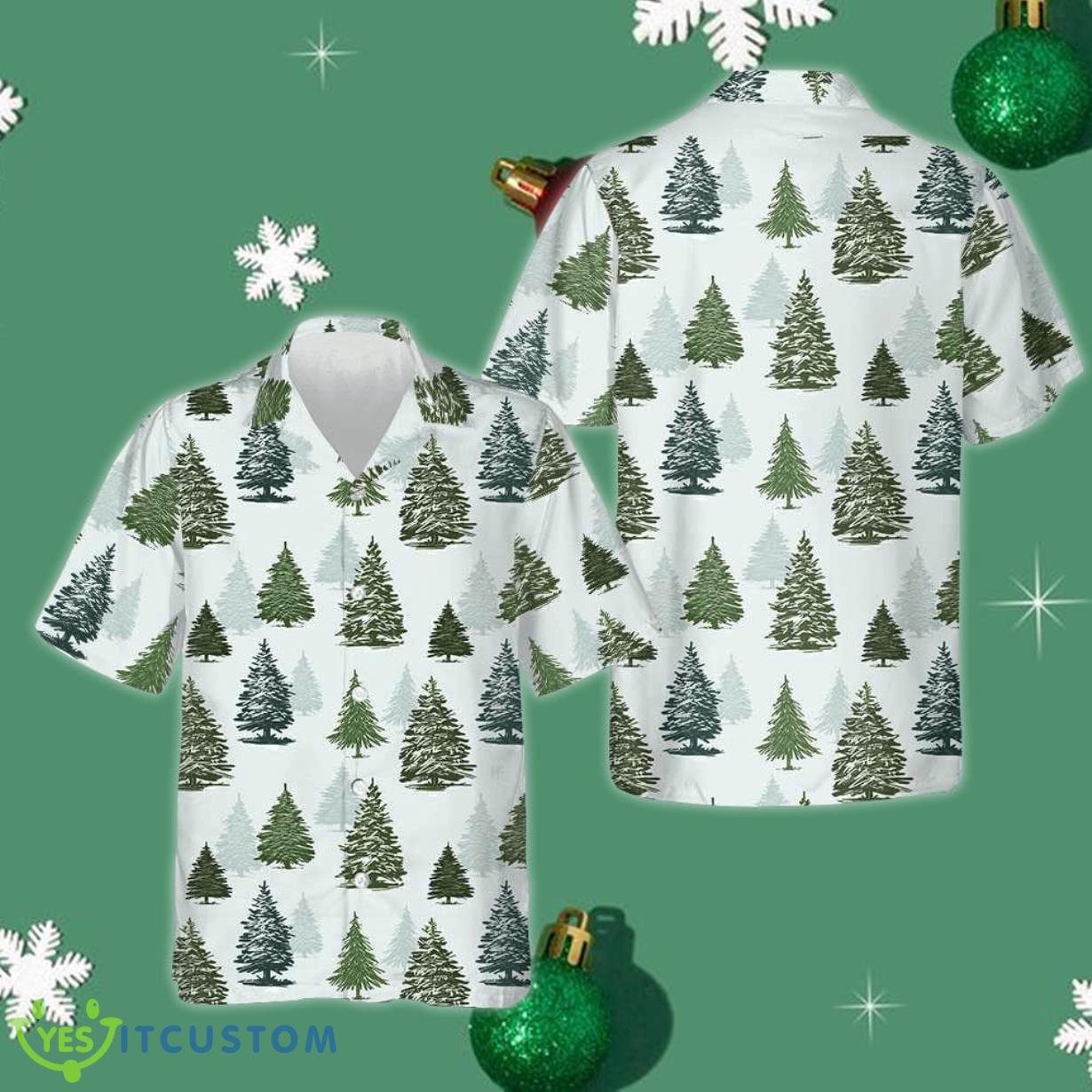 Christmas Tree Pattern Hawaiian Shirt Beach Button Down Gifts Product Photo 1