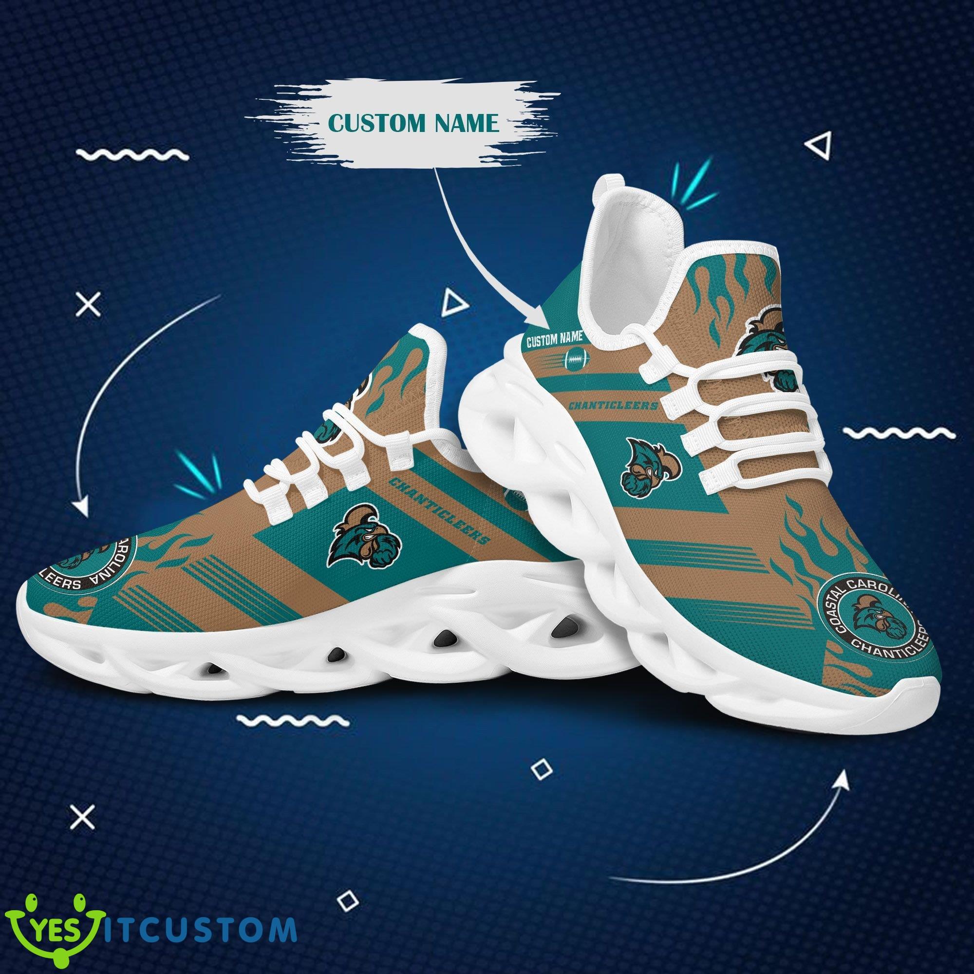 Coastal Carolina Chanticleers Logo Fire Running Sneaker Custom Name Max Soul Shoes - Coastal Carolina Chanticleers Logo Fire Pattern Custom Name 3D Max Soul Sneaker Shoes_1