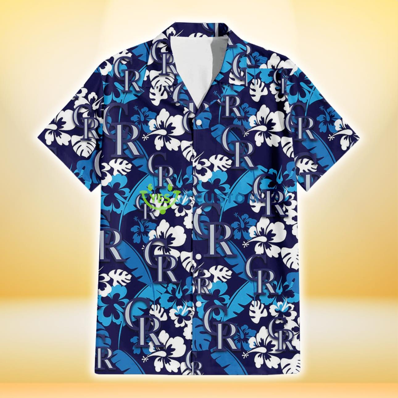 Colorado Rockies Light Blue Hibiscus Banana Leaf Navy Background 3D Hawaiian Shirt Gift For Fans Product Photo 2