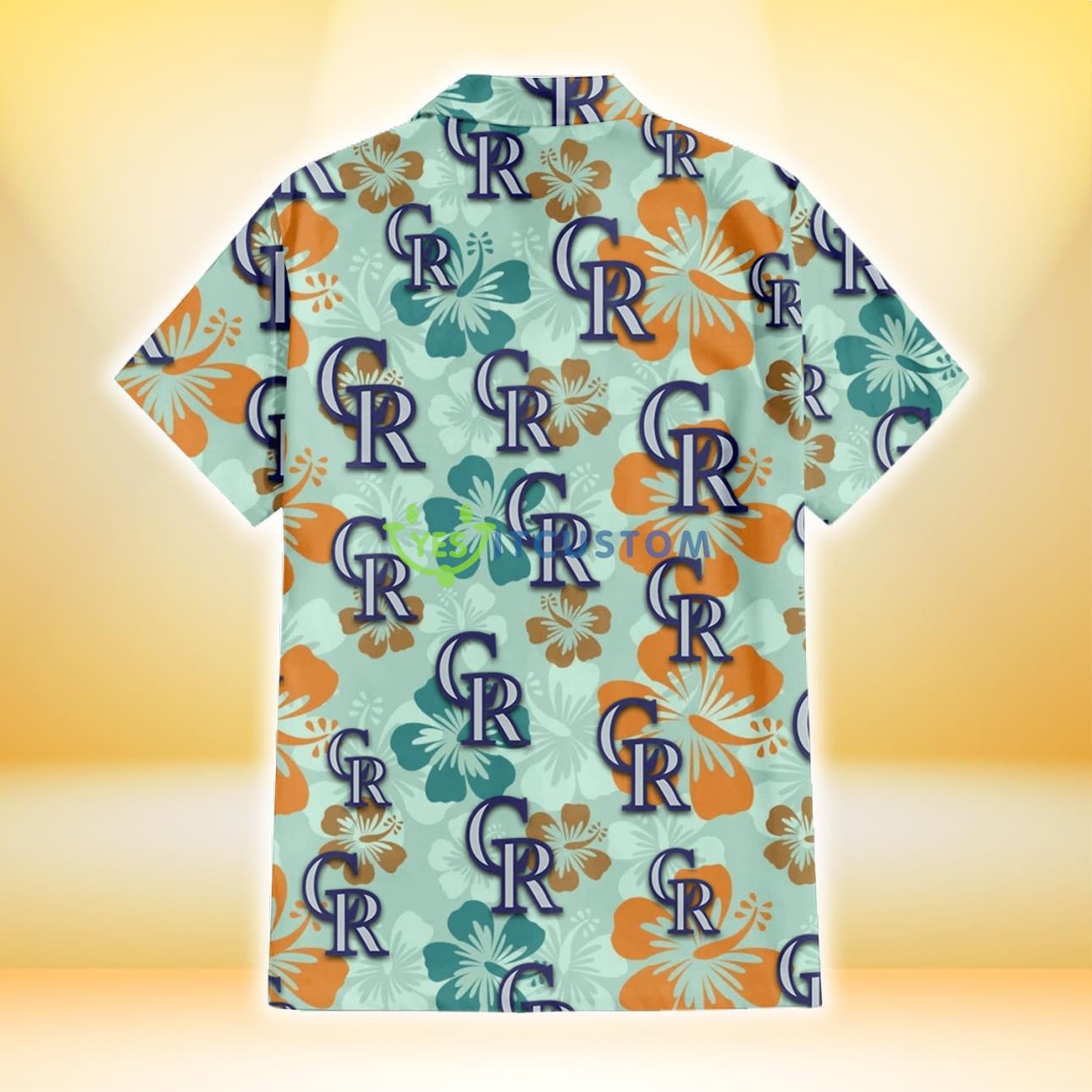 Colorado Rockies Orange Green Hibiscus Pale Green Background 3D Hawaiian Shirt Gift For Fans 3 Colorado Rockies Orange Green Hibiscus Pale Green Background 3D Hawaiian Shirt Gift For Fans Product Photo 3
