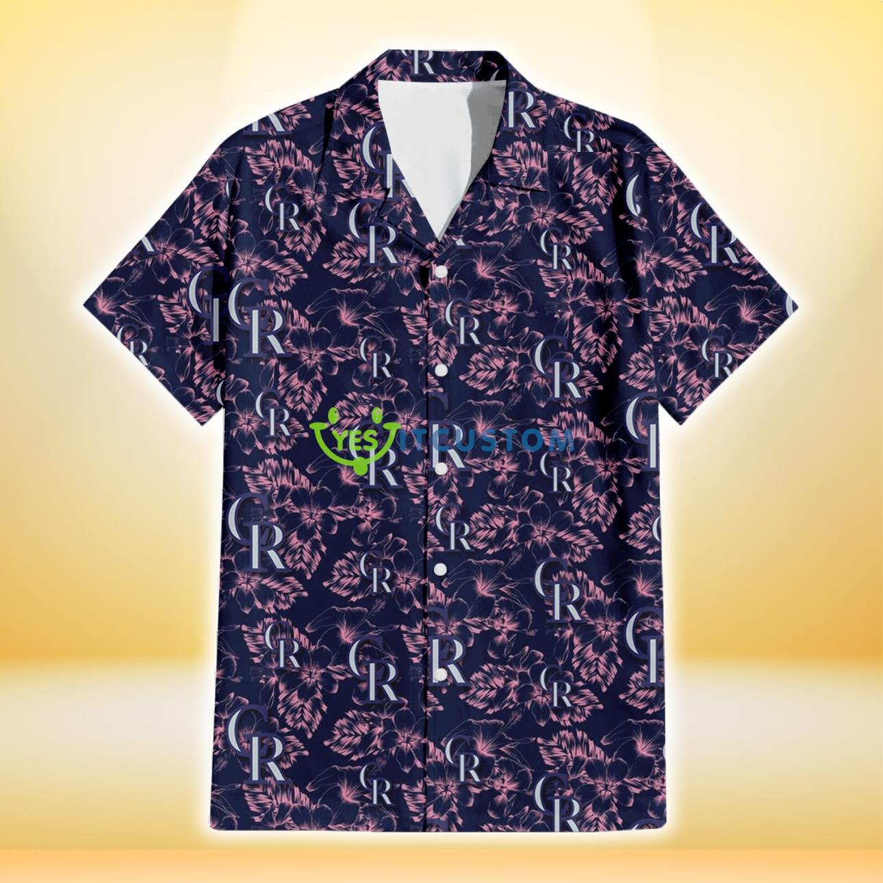 Colorado Rockies Thistle Sketch Hibiscus Dark Slate Blue Background 3D Hawaiian Shirt Gift For Fans Product Photo 2