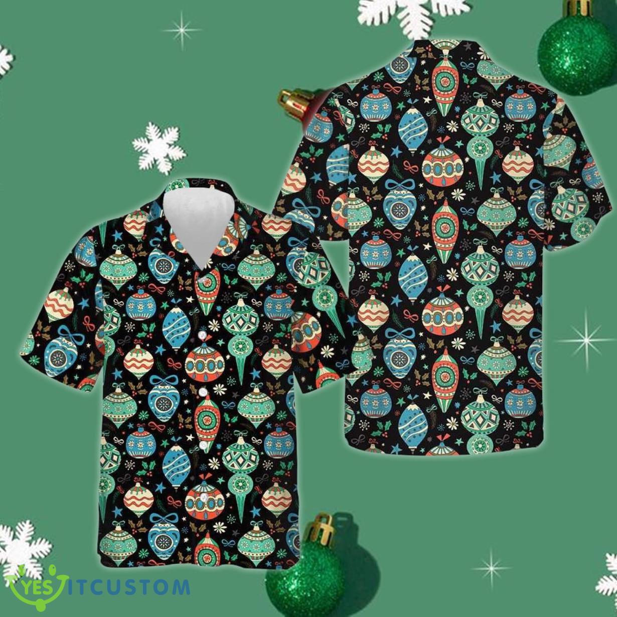 Colorful Christmas Balls Hawaiian Shirt Short Sleeve Button Up Gifts For Christmas Product Photo 1