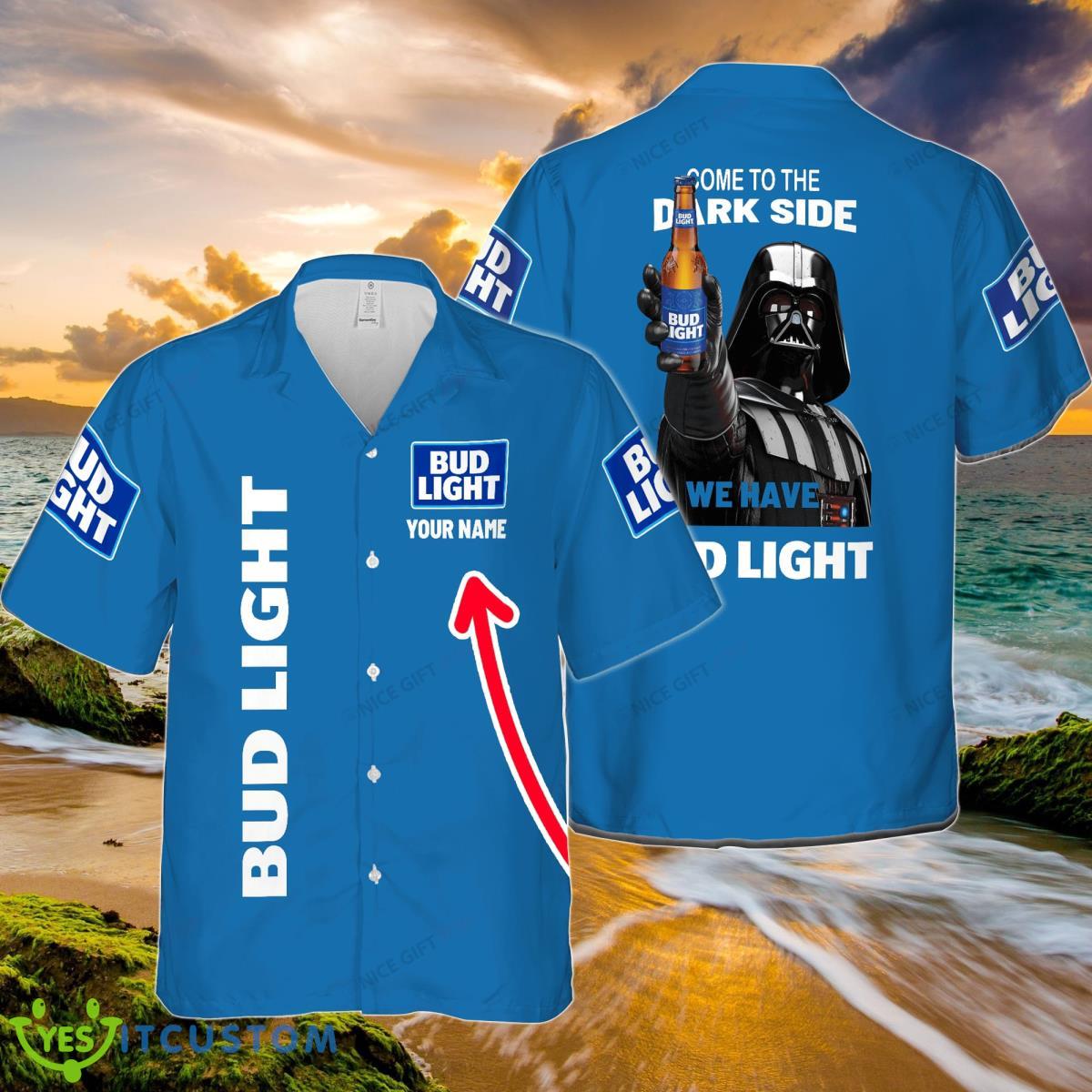 Come To The Dark Side We Have Bud Light Custom Name Hawaiian Shirt Summer Beach Hawaiian Shirt Product Photo 1