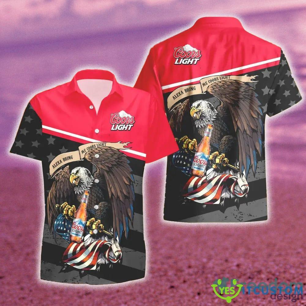 Coors Light Beer Eagle American Flag Gift Hawaiian Set Shirt And Short Summer Beach - Coors Light Beer Eagle American Flag Hawaiian Shirt And Short_1