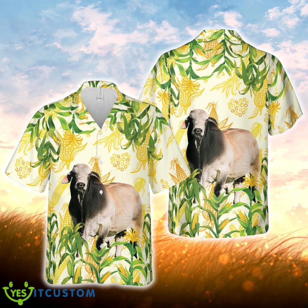 Corn Farm Brahman All Over Printed 3D Hawaiian Shirt For Men Women Product Photo 1