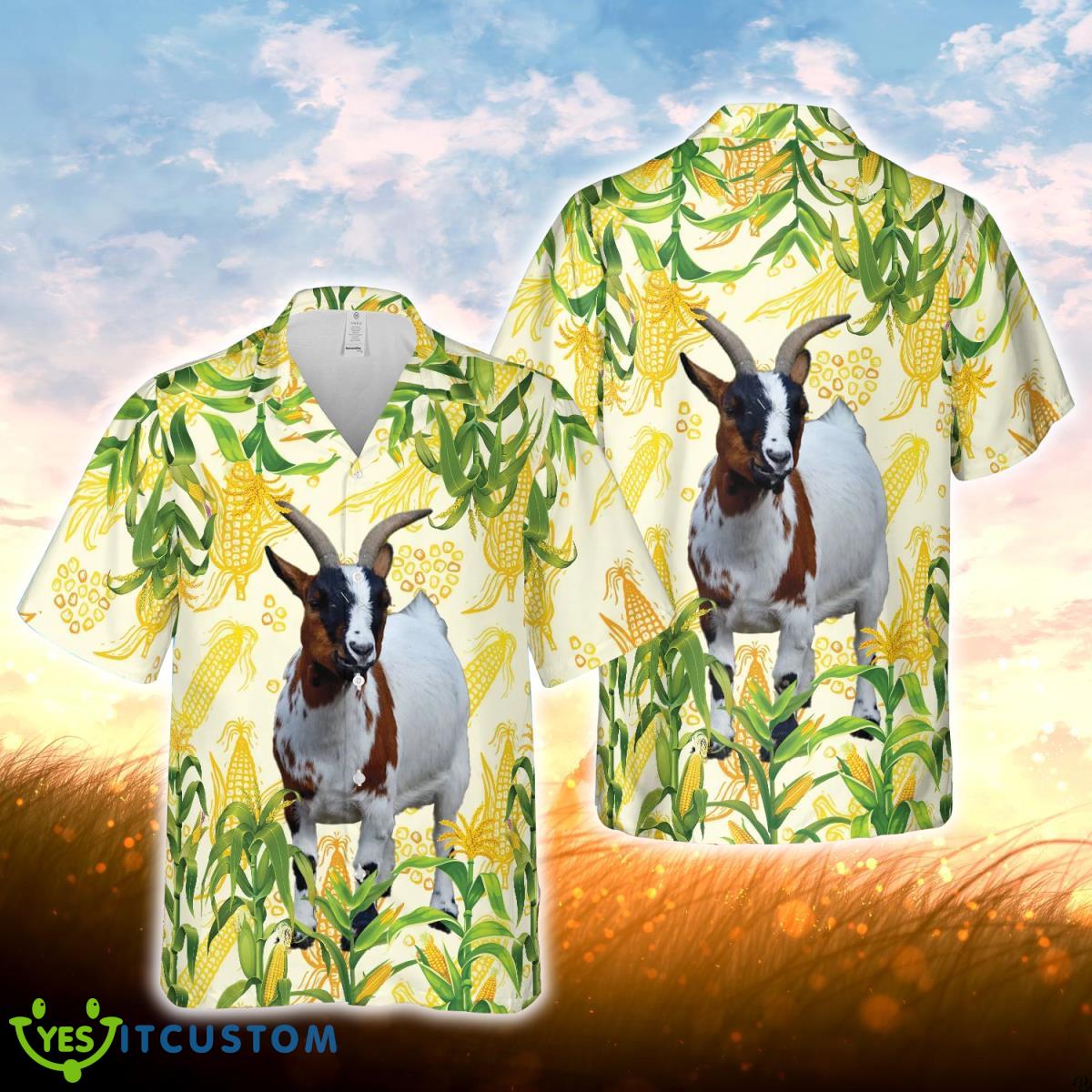 Corn Farm Goat All Over Printed 3D Hawaiian Shirt For Men Women Product Photo 1