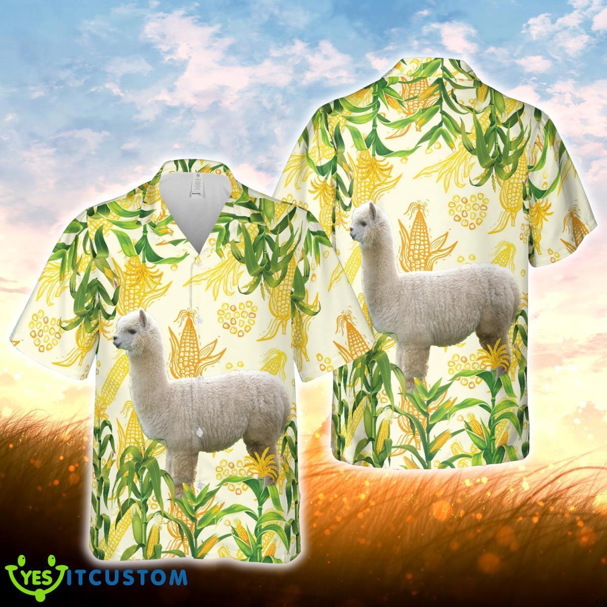 Corn Farm Llama All Over Printed 3D Hawaiian Shirt For Men Women Product Photo 1