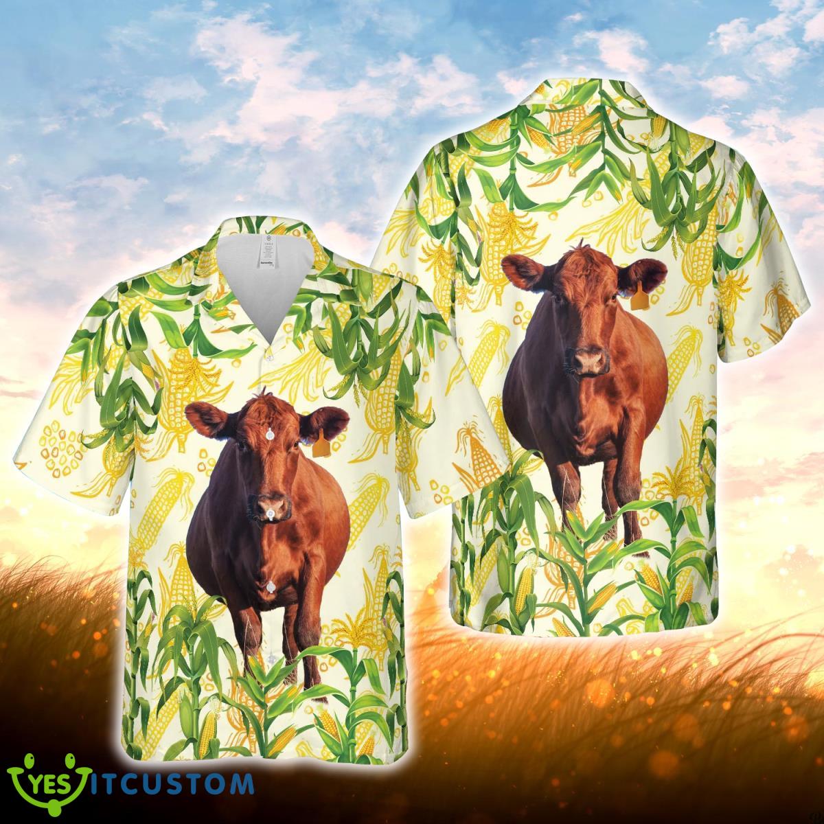 Corn Farm Red Angus All Over Printed 3D Hawaiian Shirt For Men Women Product Photo 1