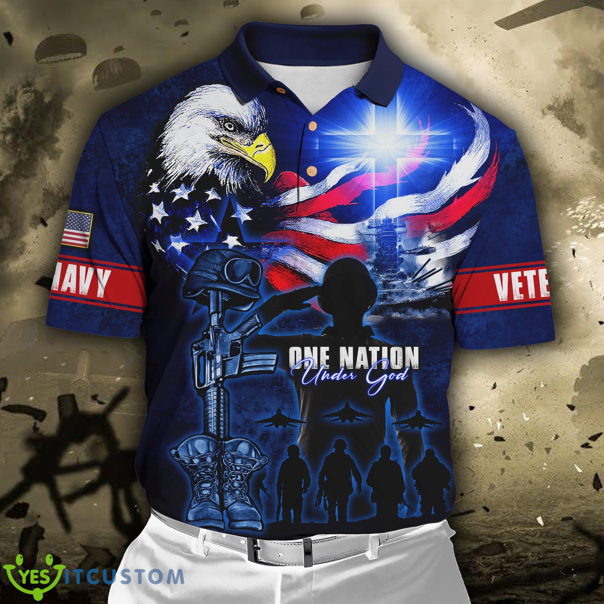 Cross Flag Eagle US Navy 3D Polo Shirt 3 Cross Flag Eagle US Navy 3D Polo Shirt - Eagle US Navy 3D All Over Printed Unisex Shirts_2