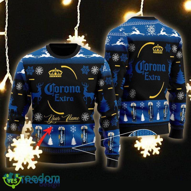 Custom Name Black Corona Extra Ugly Christmas Sweater Gift For Men Women - Personalized Black Corona Extra Ugly Christmas Sweater Gift Men Women