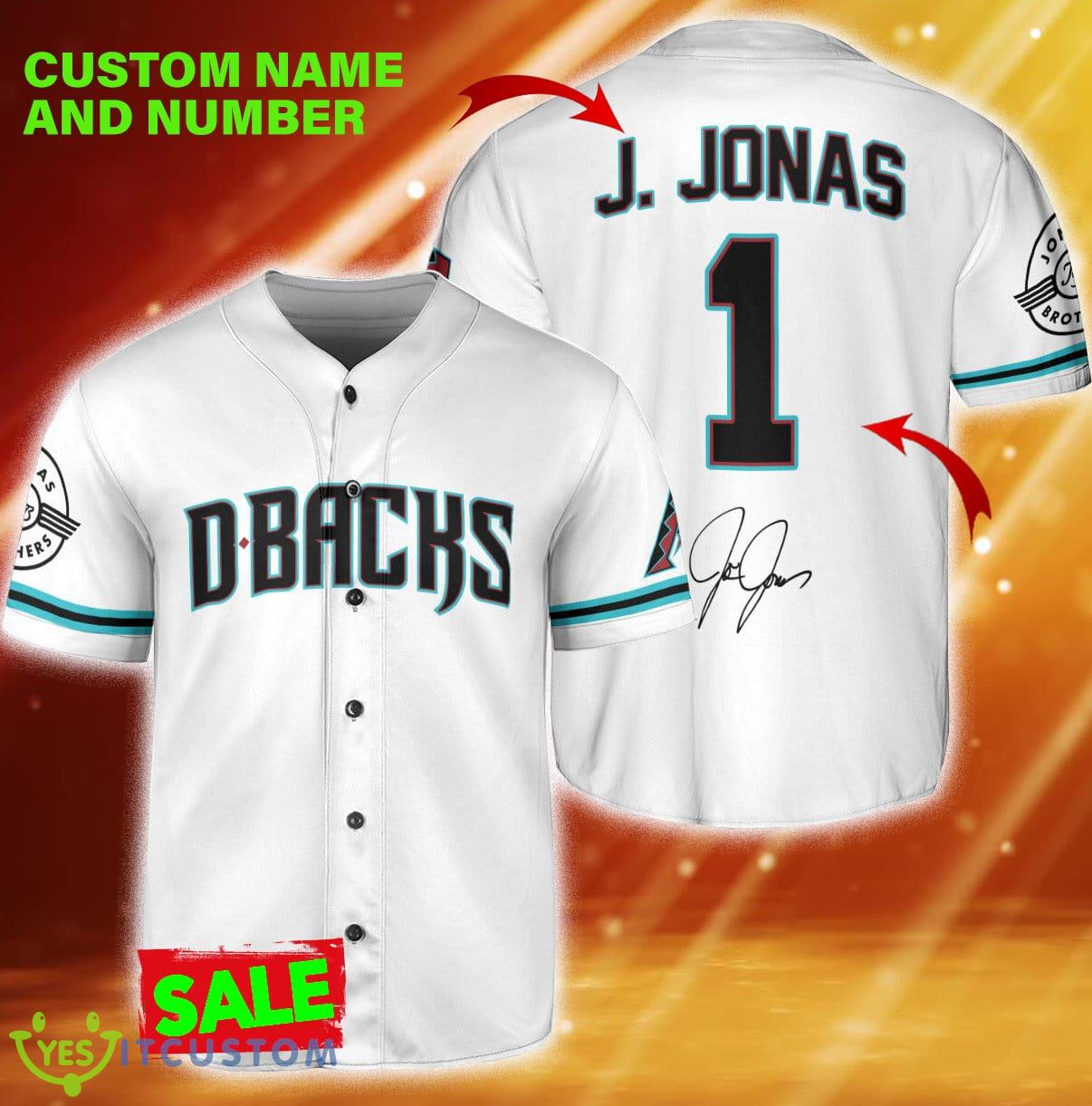 Custom Number And Name MLB Arizona Diamondbacks J. Jonas Style 6 Jersey Baseball Shirt 7 Custom Number And Name MLB Arizona Diamondbacks J. Jonas Style 6 Jersey Baseball Shirt - Arizona Diamondbacks J. Jonas Baseball Jersey White_1