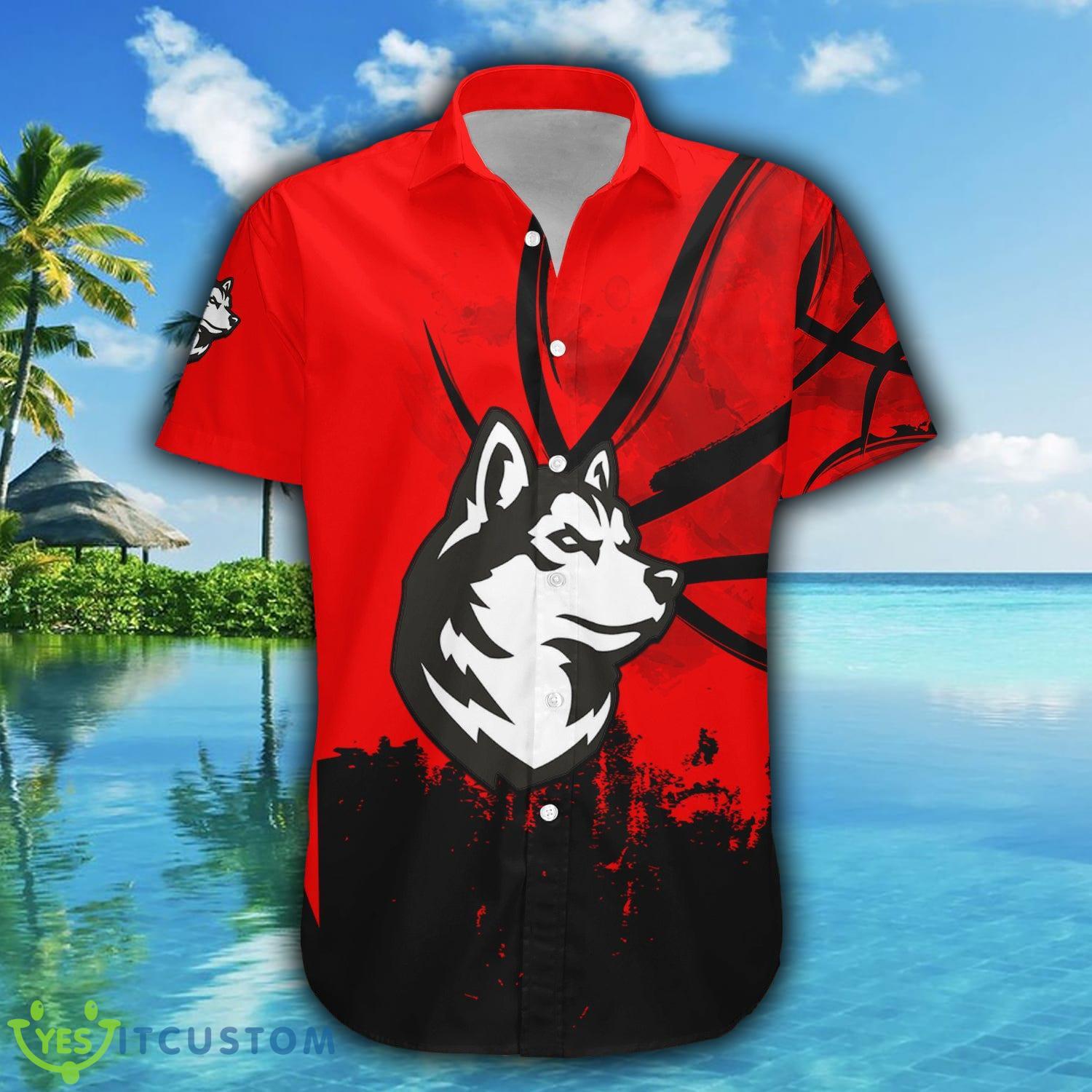 Custom Number And Name Northeastern Huskies Hawaiian Shirt Basketball Net Grunge Pattern NCAA Gift For Fans - Northeastern Huskies Hawaii Shirt Basketball Net Grunge Pattern- NCAA_2