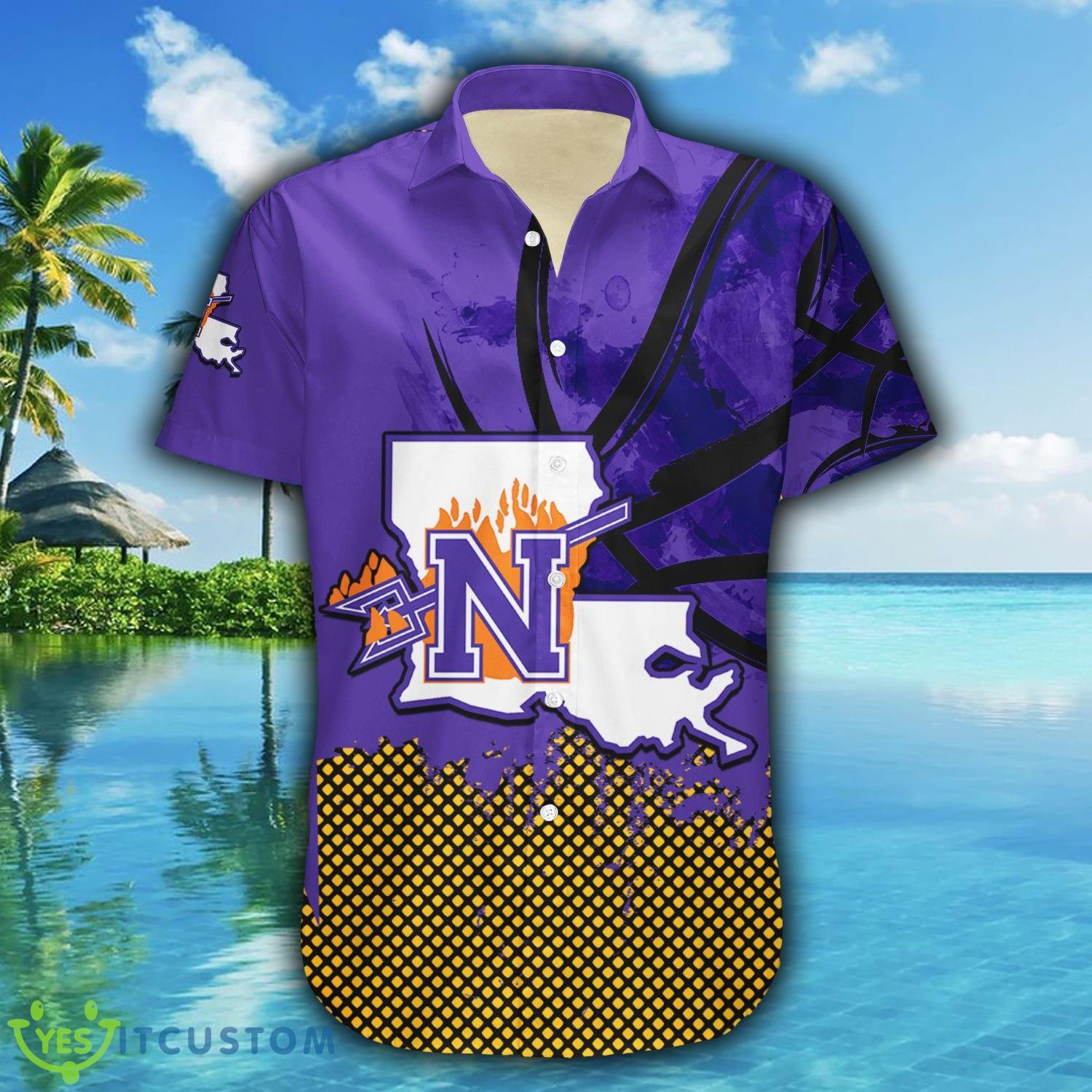 Custom Number And Name Northwestern State Demons Hawaiian Shirt Basketball Net Grunge Pattern NCAA Gift For Fans - Northwestern State Demons Hawaii Shirt Basketball Net Grunge Pattern- NCAA_2