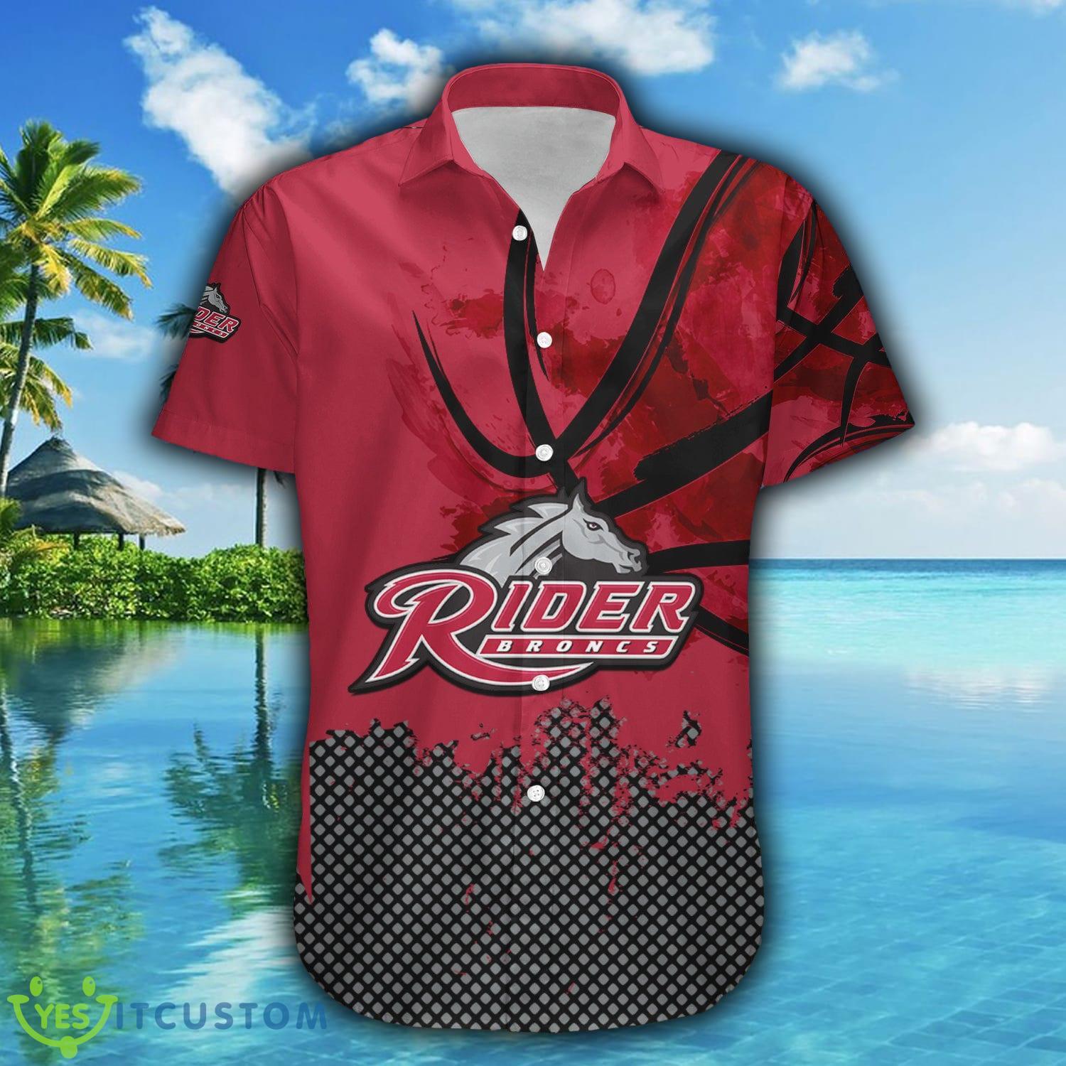 Custom Number And Name Rider Broncs Hawaiian Shirt Basketball Net Grunge Pattern NCAA Gift For Fans - Rider Broncs Hawaii Shirt Basketball Net Grunge Pattern- NCAA_2