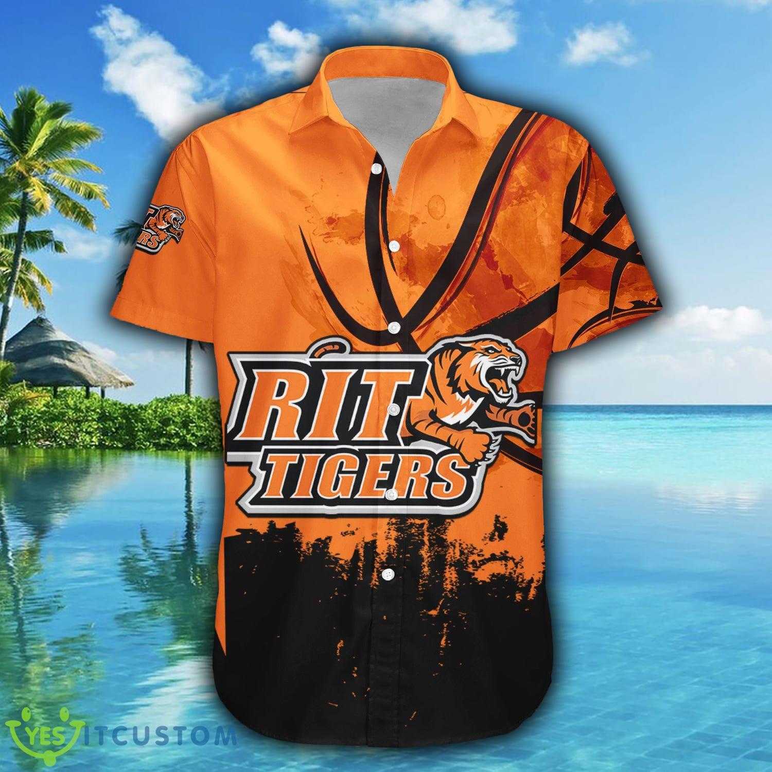 Custom Number And Name RIT Tigers Hawaiian Shirt Basketball Net Grunge Pattern NCAA Gift For Fans - RIT Tigers Hawaii Shirt Basketball Net Grunge Pattern- NCAA_2