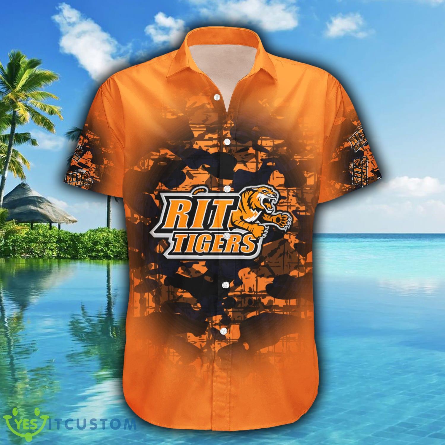Custom Number And Name RIT Tigers Hawaiian Shirt Camouflage Vintage NCAA Gift For Fans - RIT Tigers Hawaii Shirt Camouflage Vintage - NCAA_2