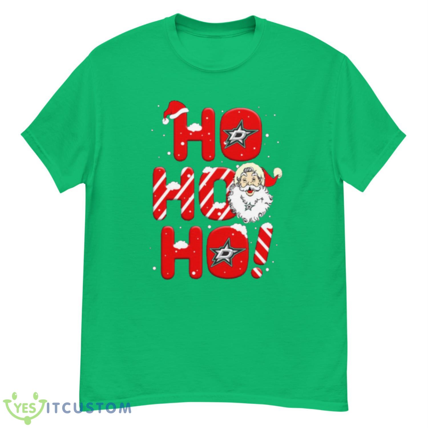 Dallas Stars NHL Hockey Ho Ho Ho Santa Claus Merry Christmas Shirt T Shirt - G500 Men’s Classic T-Shirt-2
