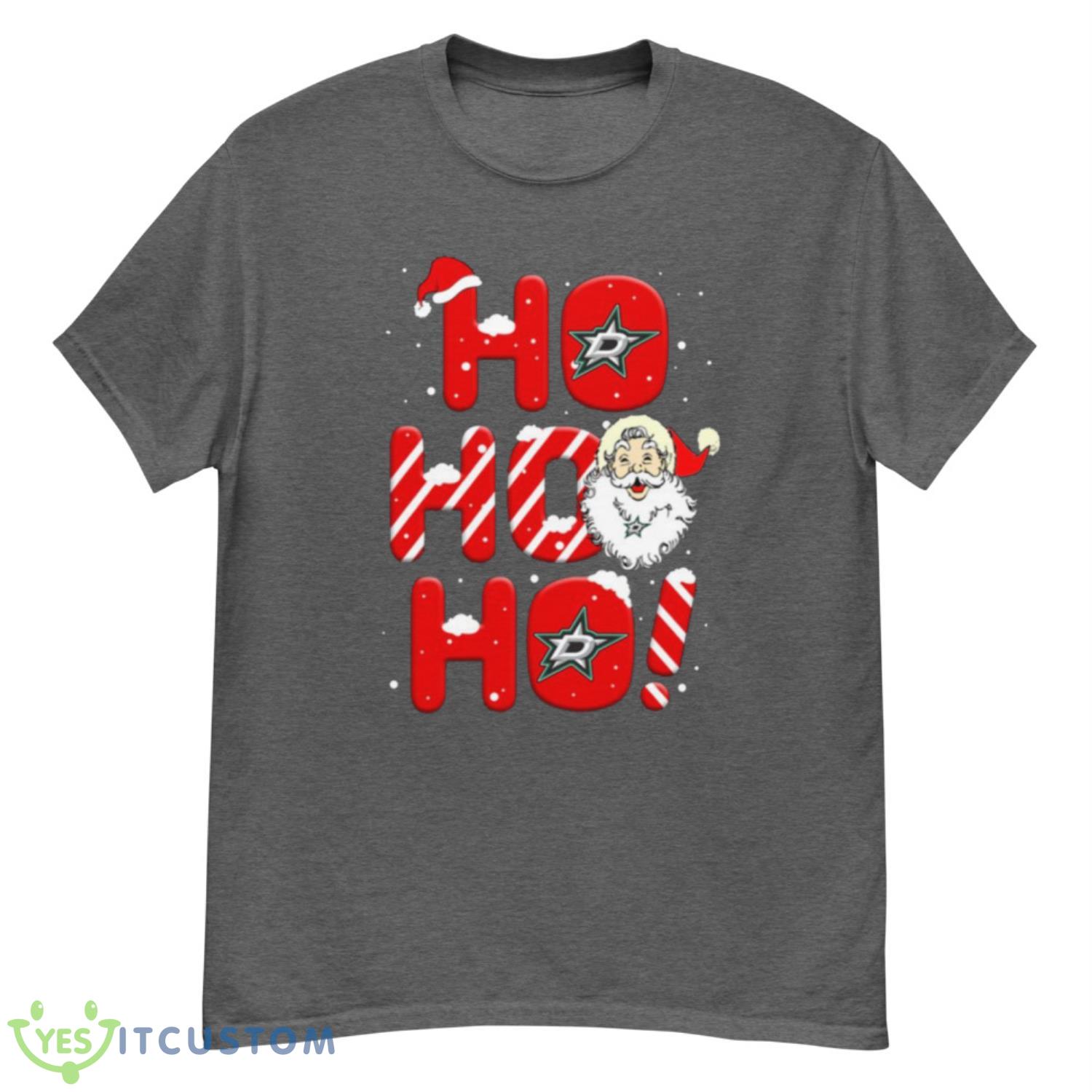 Dallas Stars NHL Hockey Ho Ho Ho Santa Claus Merry Christmas Shirt T Shirt - G500 Men’s Classic T-Shirt-1