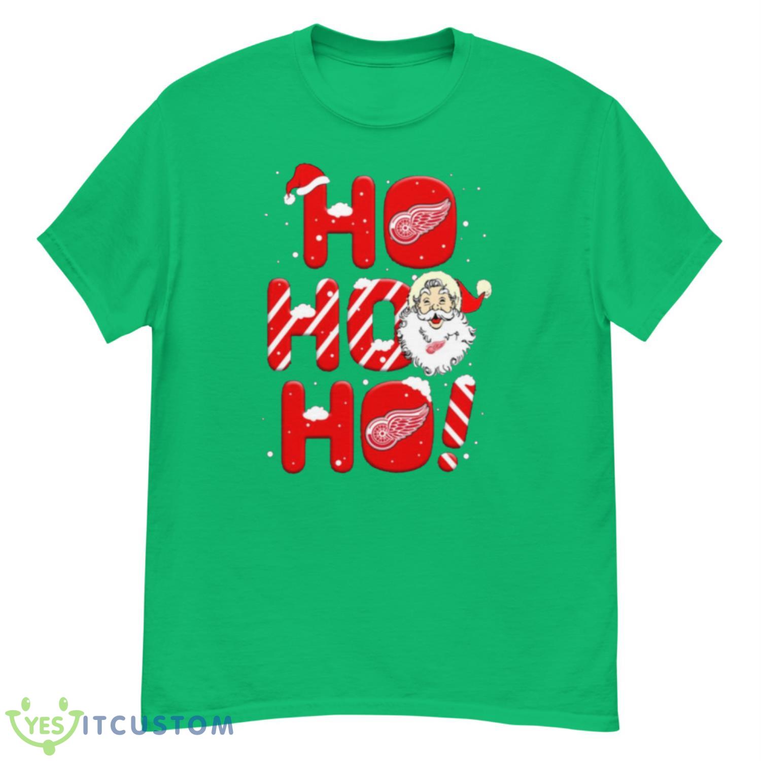 Detroit Red Wings NHL Hockey Ho Ho Ho Santa Claus Merry Christmas Shirt T Shirt - G500 Men’s Classic T-Shirt-2