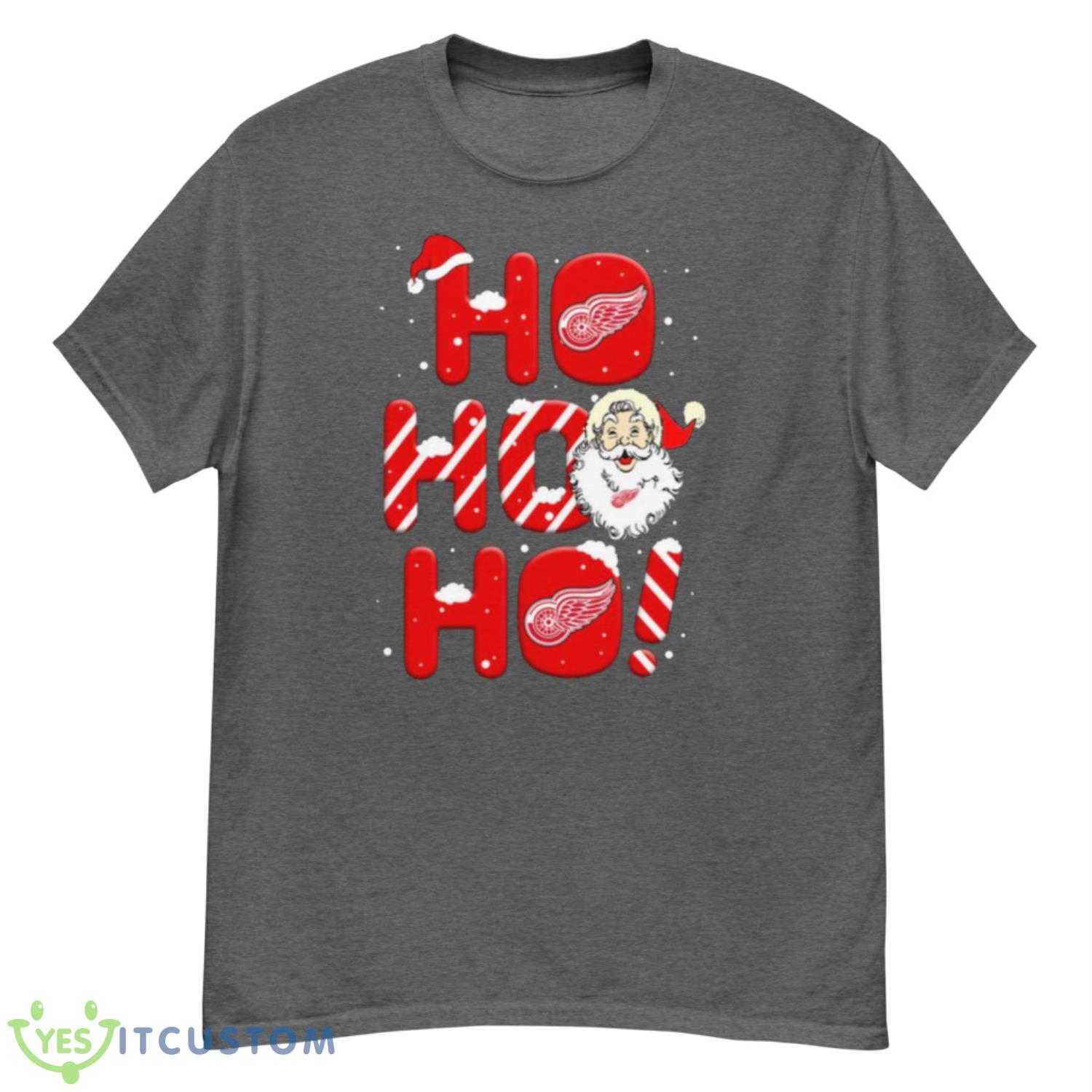 Detroit Red Wings NHL Hockey Ho Ho Ho Santa Claus Merry Christmas Shirt T Shirt - G500 Men’s Classic T-Shirt-1