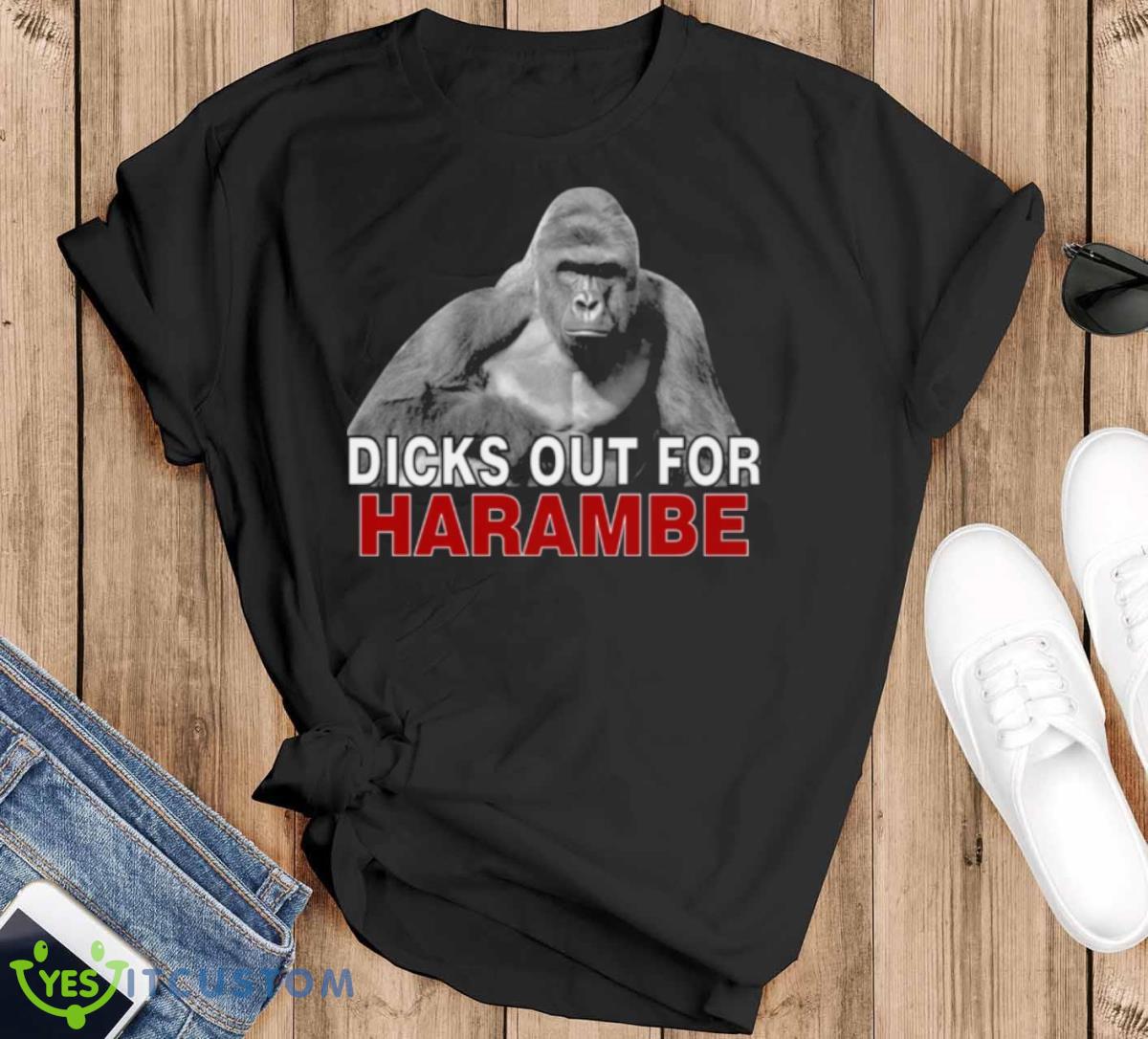 Dicks Out For Harambe 2023 Shirt - Black T-Shirt
