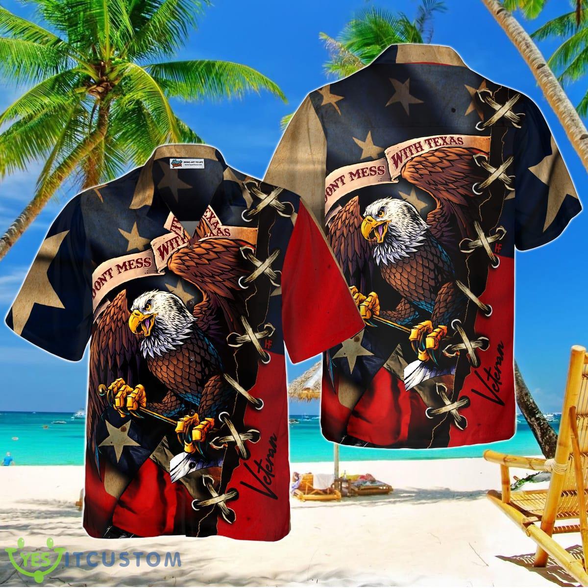 Don’t Mess With Texas Eagle Custom Hawaiian Shirt, Texas Flag Shirt Product Photo 1