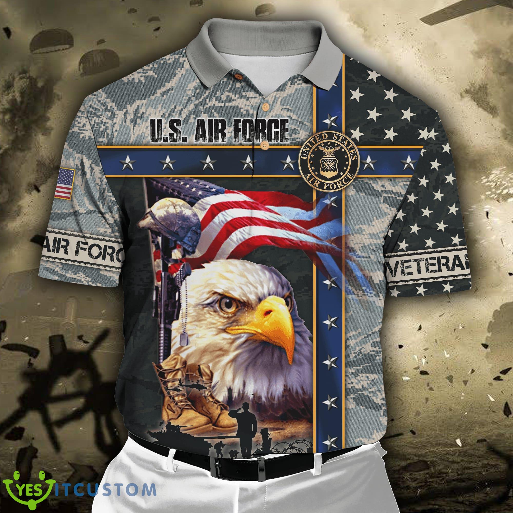 Eagle US Air Force 3D Polo Shirt 3 Eagle US Air Force 3D Polo Shirt - Eagle US Air Force 3D All Over Printed Unisex Shirts_2