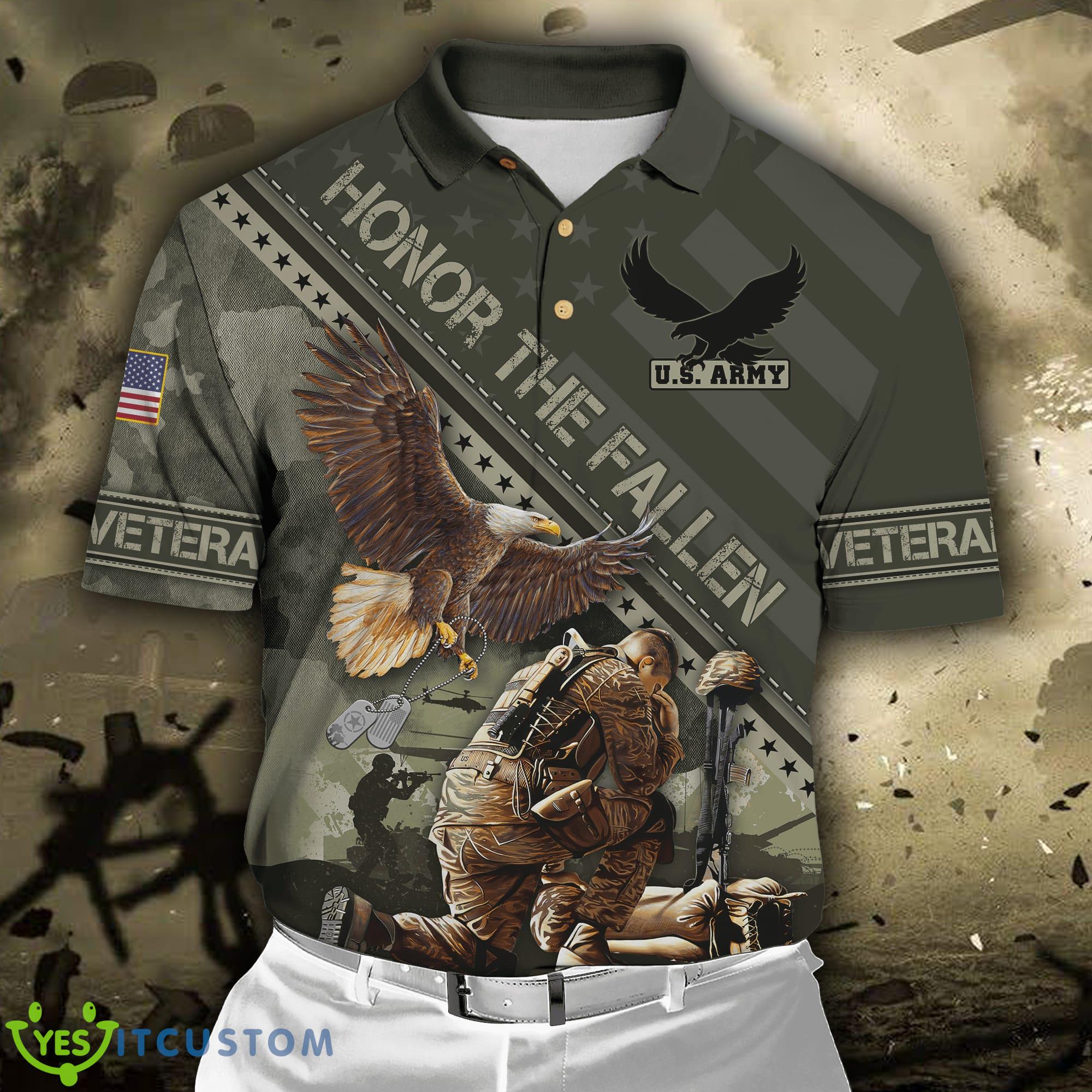 Eagle US Army Veteran 3D Polo Shirt 3 Eagle US Army Veteran 3D Polo Shirt - Eagle US Army Veteran 3D All Over Printed Unisex Shirts_2