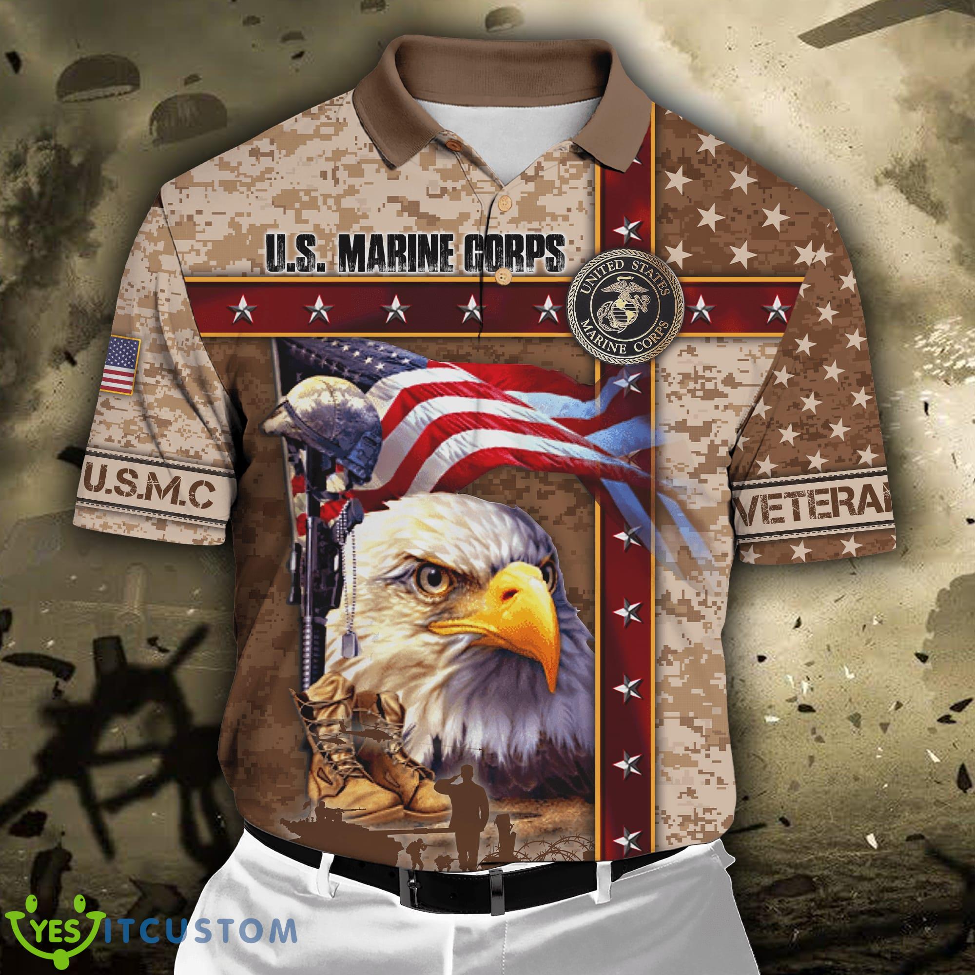 Eagle US Marine Corps 3D Polo Shirt 3 Eagle US Marine Corps 3D Polo Shirt - Eagle US Marine Corps 3D All Over Printed Unisex Shirts_2