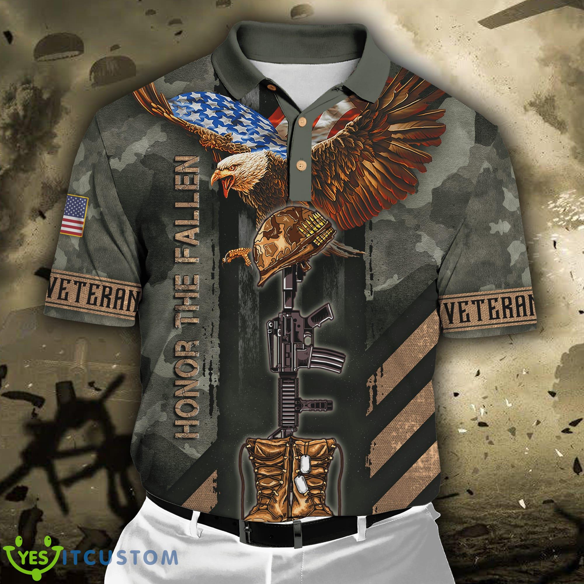Eagle's Flight US Veteran Eagle Honor The Fallen 3D Polo Shirt 3 Eagle's Flight US Veteran Eagle Honor The Fallen 3D Polo Shirt - US Veteran - Eagle Honor The Fallen 3D All Over Printed Unisex Shirts_2