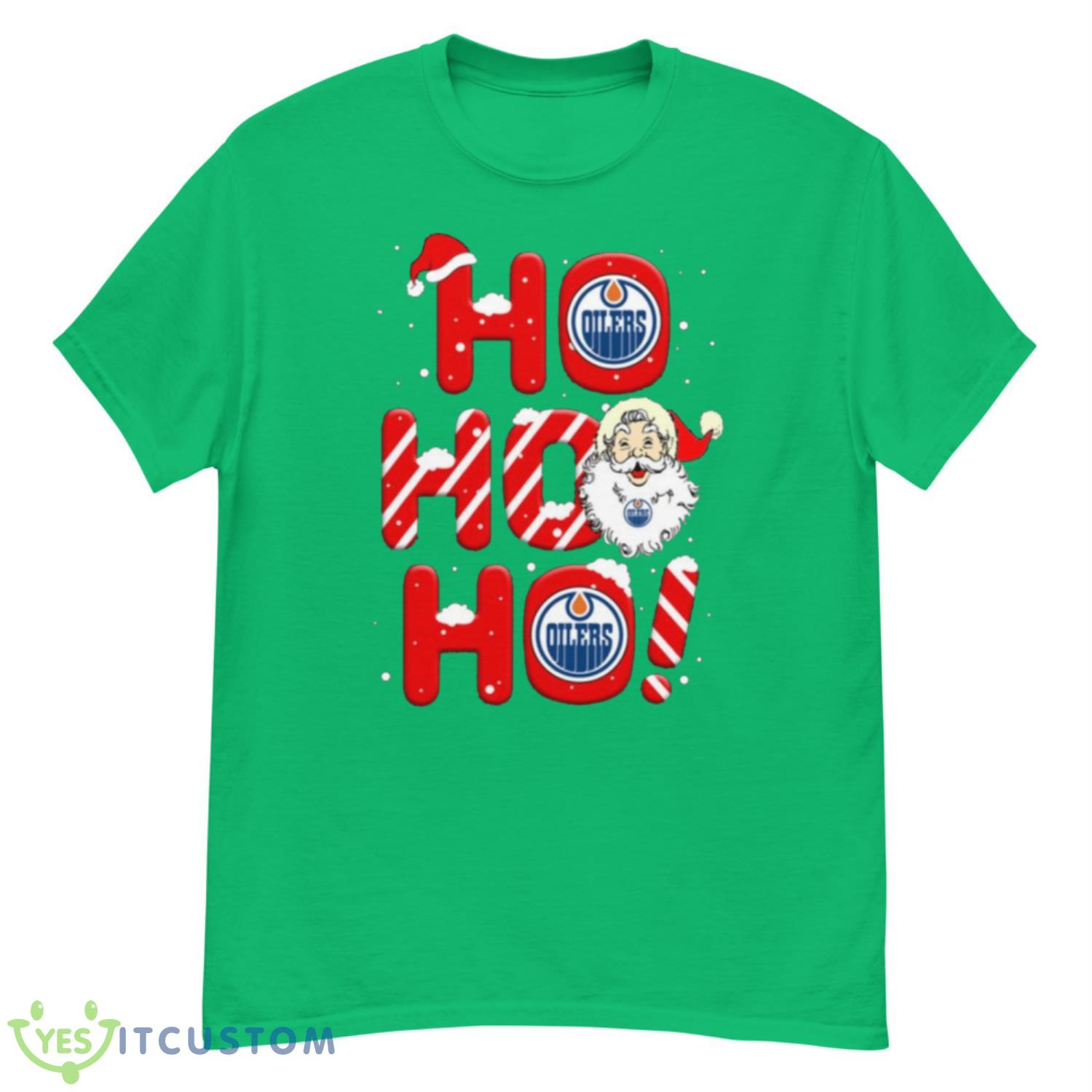 Edmonton Oilers NHL Hockey Ho Ho Ho Santa Claus Merry Christmas Shirt T Shirt - G500 Men’s Classic T-Shirt-2