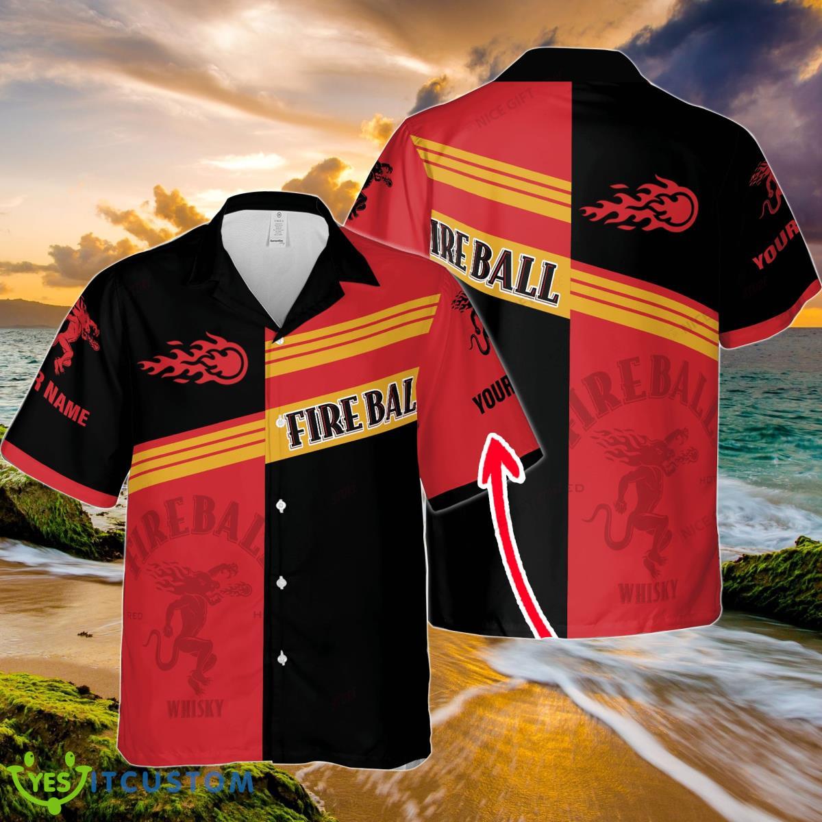 Fireball Cinnamon Whisky Custom Name Hawaiian Shirt Impressive Gift For Summer Vacation Product Photo 1