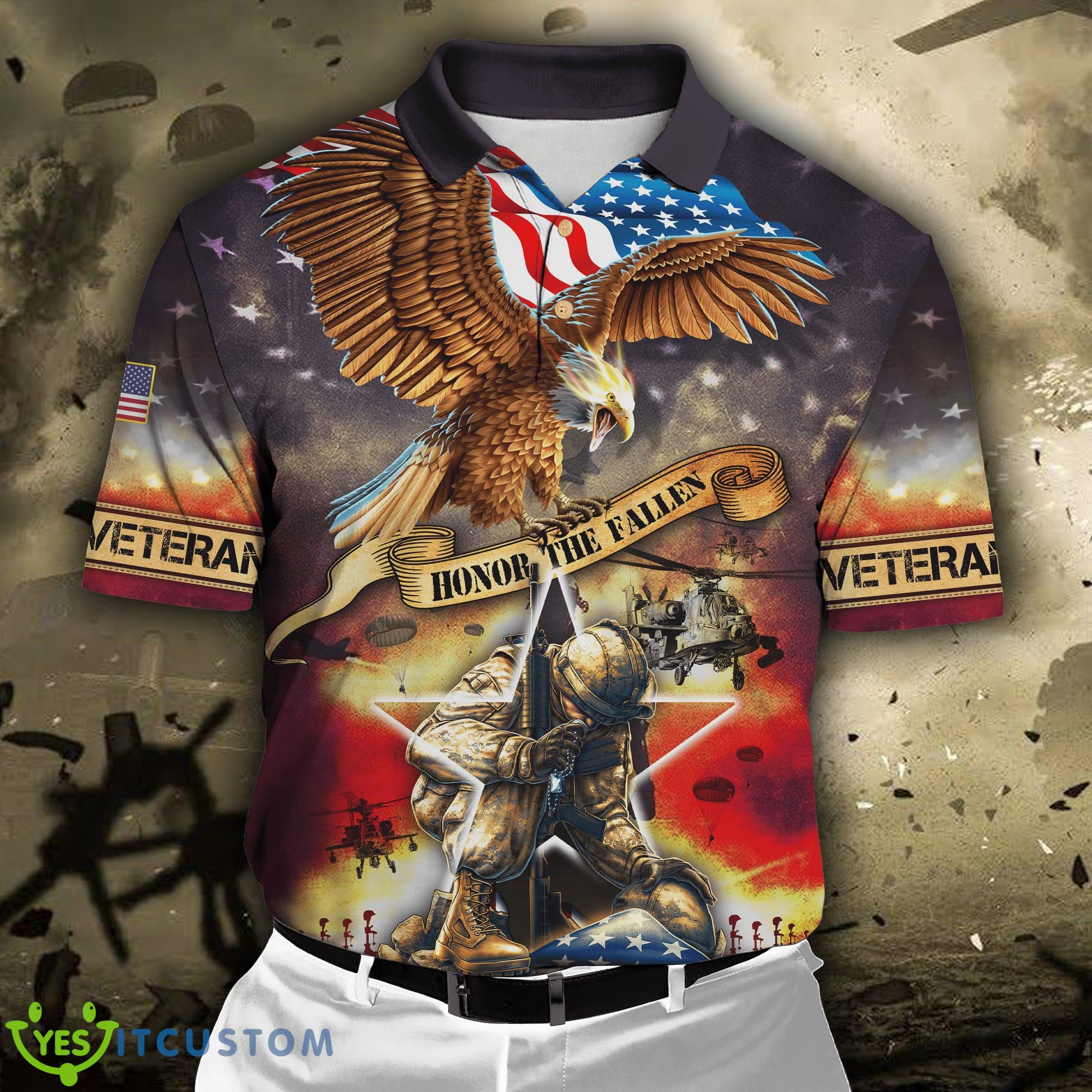 Flag Eagle Honor The Fallen Eagle U.S Veteran Polo Shirt 3 Flag Eagle Honor The Fallen Eagle U.S Veteran Polo Shirt - Honor The Fallen - Eagle U.S Veteran Unisex Shirts_2