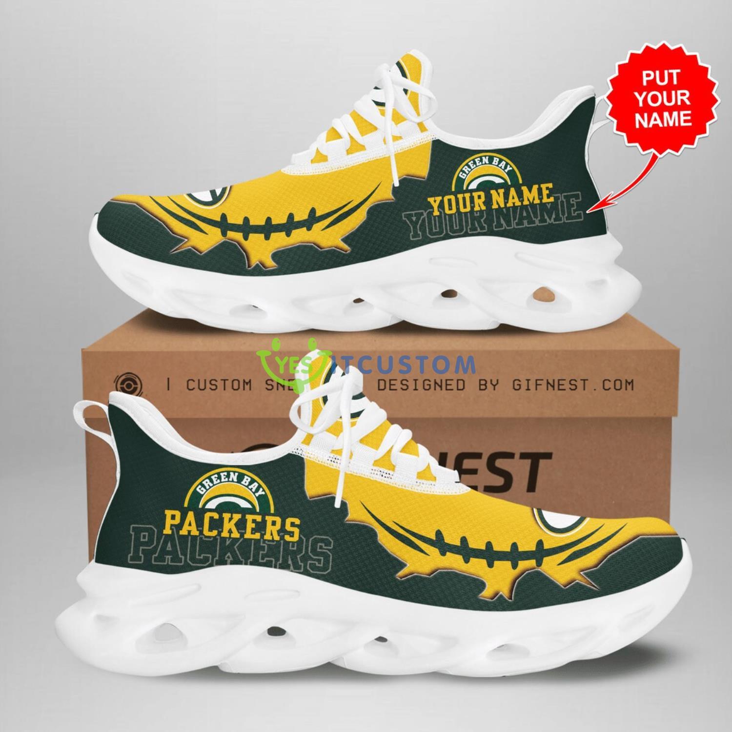 Green Bay Packers Max Soul Shoes For Fans Personalized Name Running Sneakers Product Photo 1