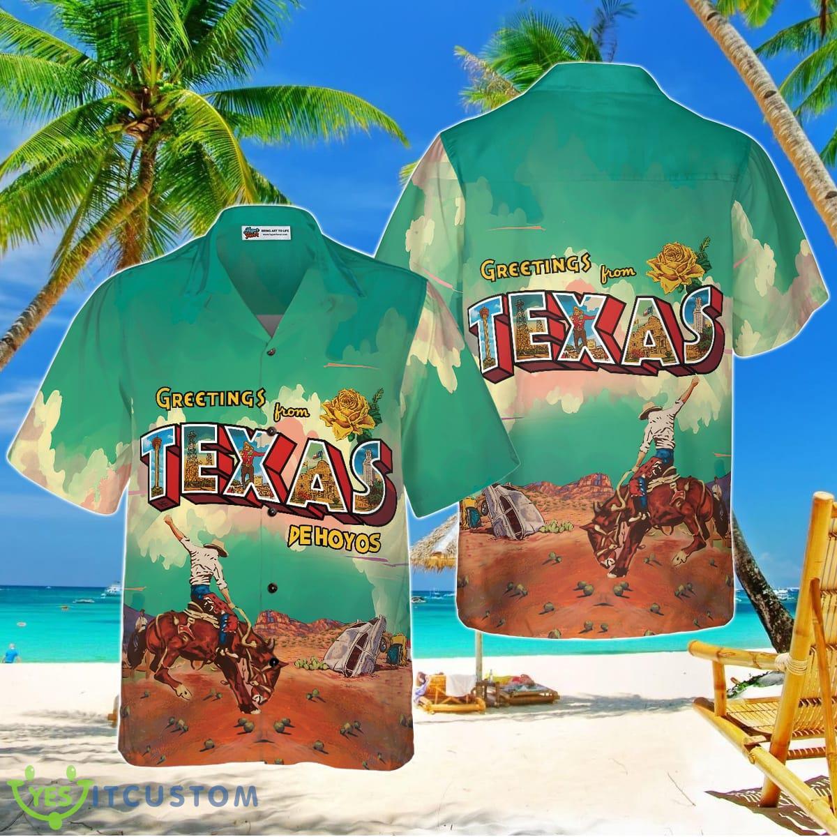 Greetings From Texas Custom Hawaiian Shirt, Cowboy Rodeo Texas Western Shirt Product Photo 1