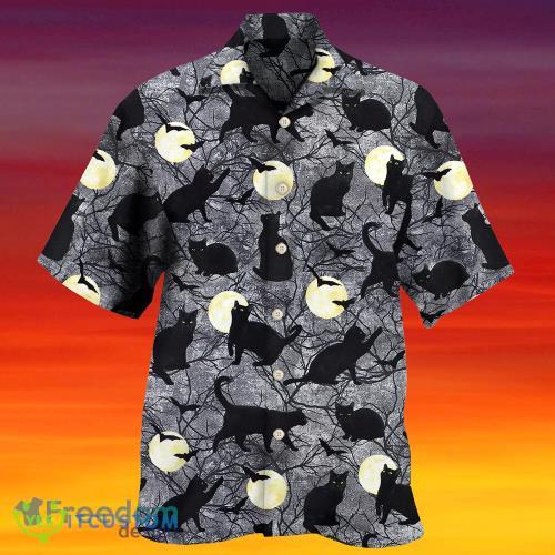 Halloween Black Cat Pattern Hawaiian Shirt Gift For Men Women - Halloween Black Cat Pattern Hawaiian Shirt Gift For Men Women