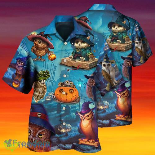 Halloween Owl Witch Sky Night Hawaiian Shirt Gift For Men Women - Halloween Owl Witch Sky Night Hawaiian Shirt Gift For Men Women
