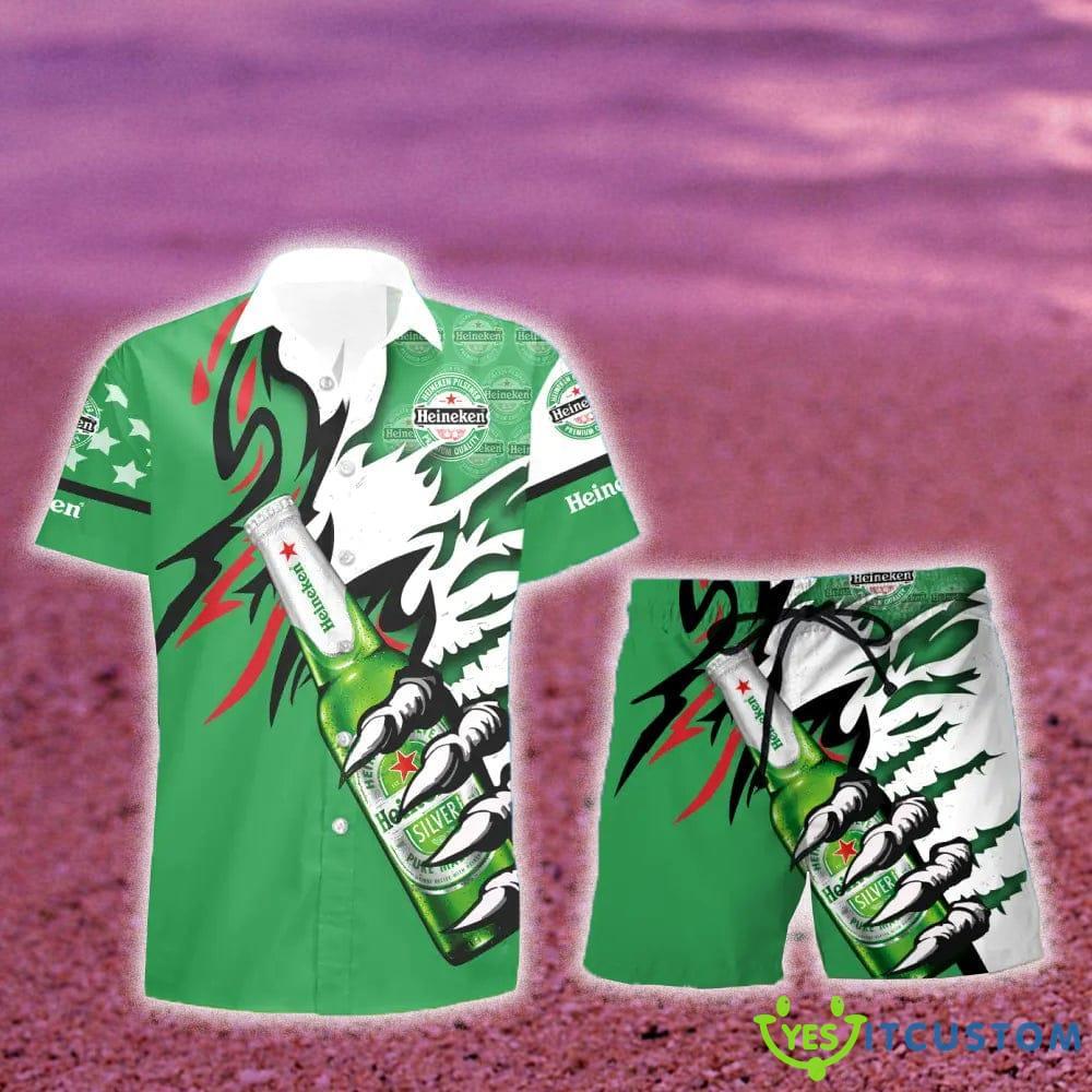 Heineken Monster Claw Gift Hawaiian Set Shirt And Short Summer Beach - Heineken Monster Claw Hawaiian Shirt And Short_1